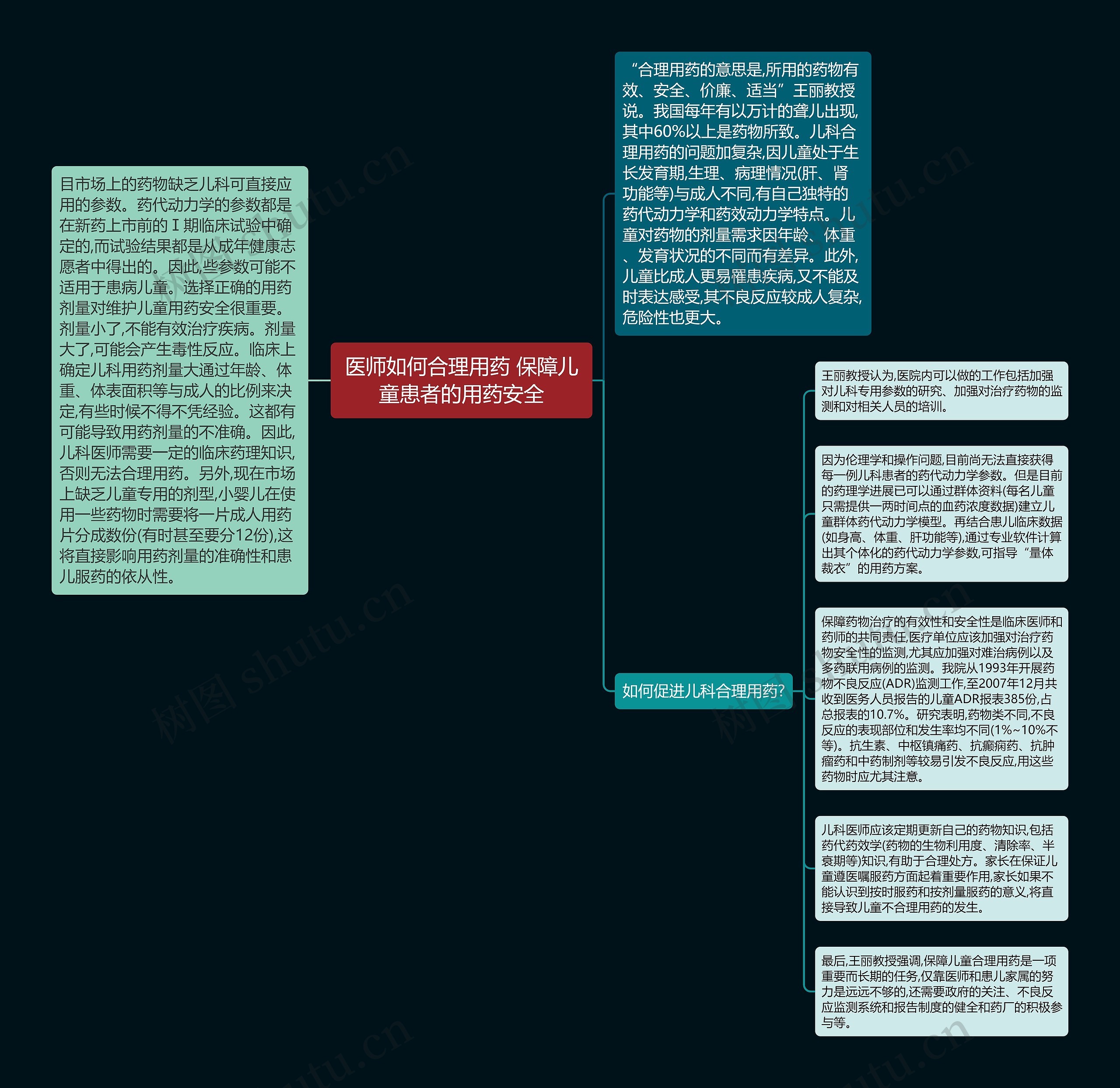 医师如何合理用药 保障儿童患者的用药安全思维导图