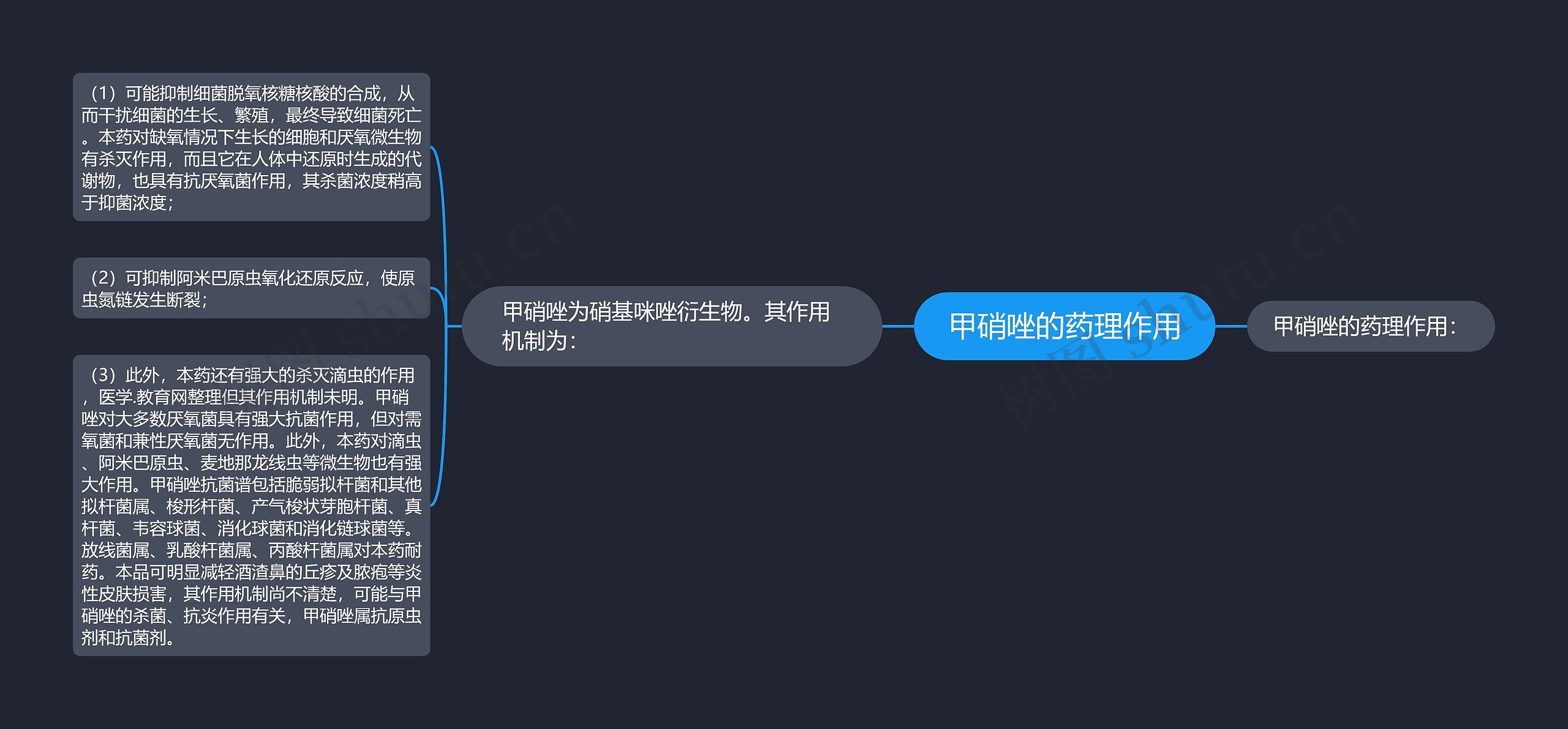 甲硝唑的药理作用思维导图