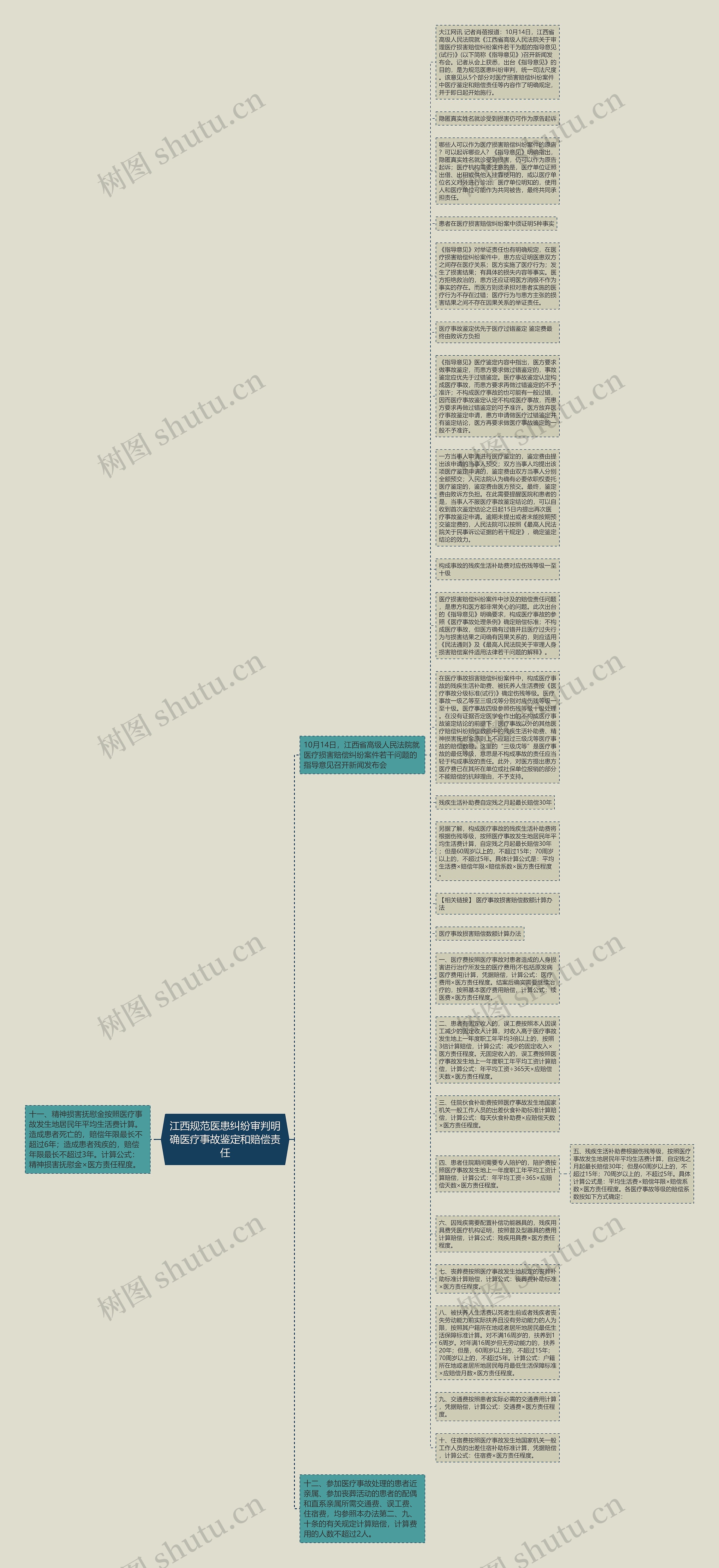 江西规范医患纠纷审判明确医疗事故鉴定和赔偿责任思维导图