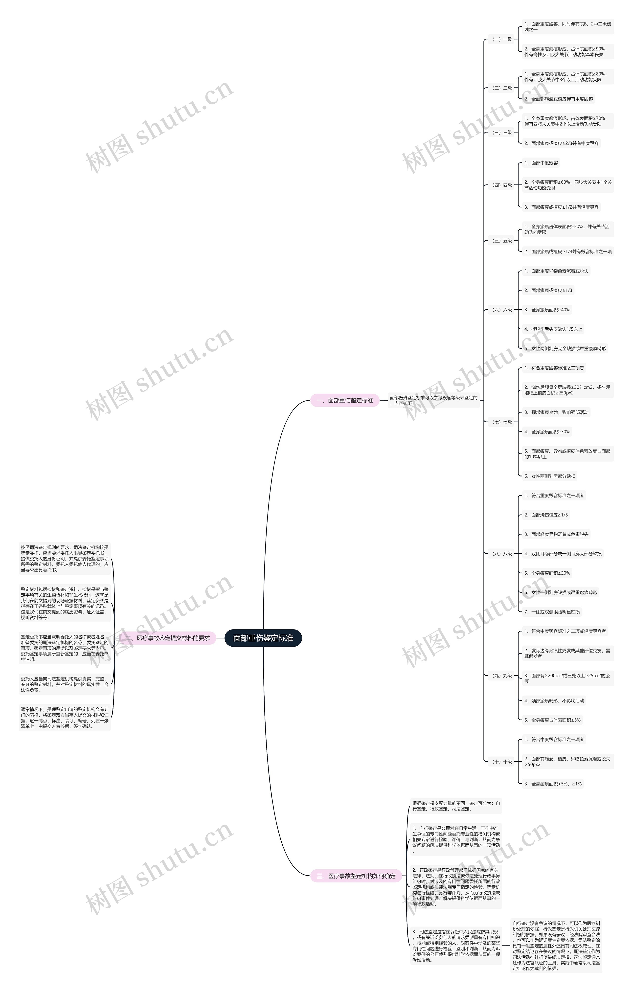 面部重伤鉴定标准思维导图