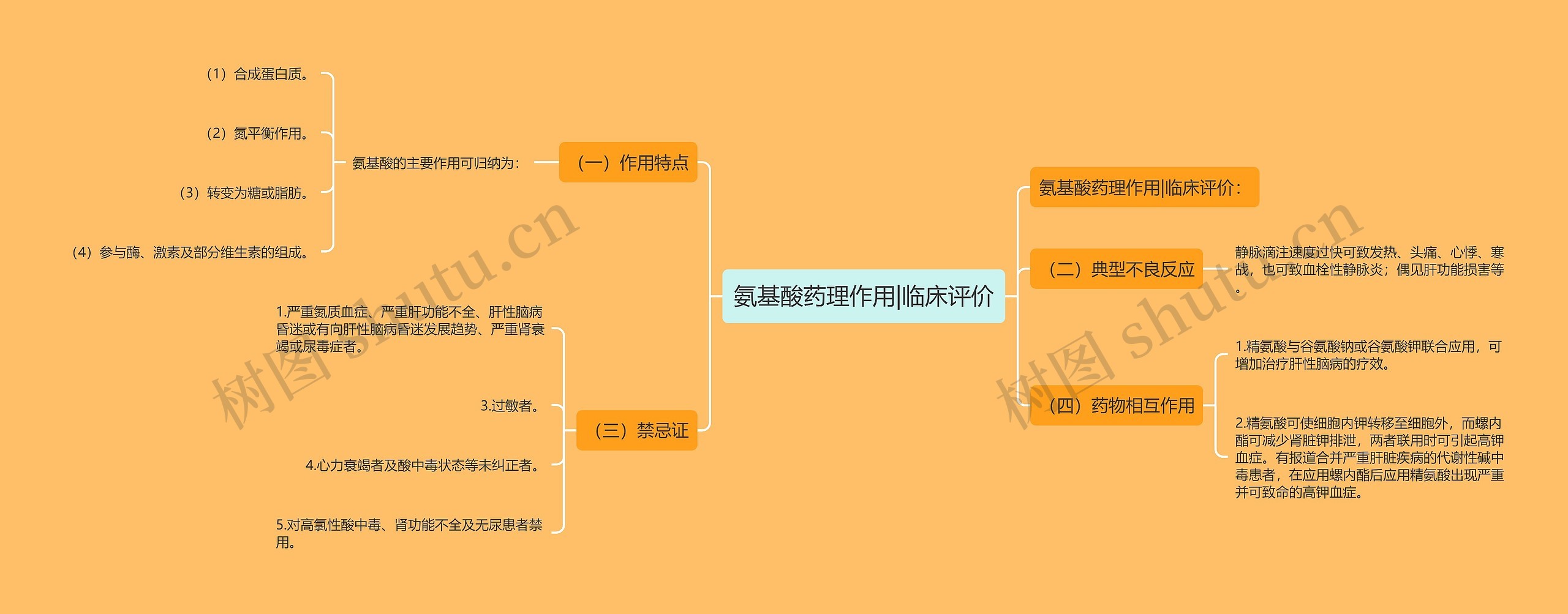 氨基酸药理作用|临床评价思维导图