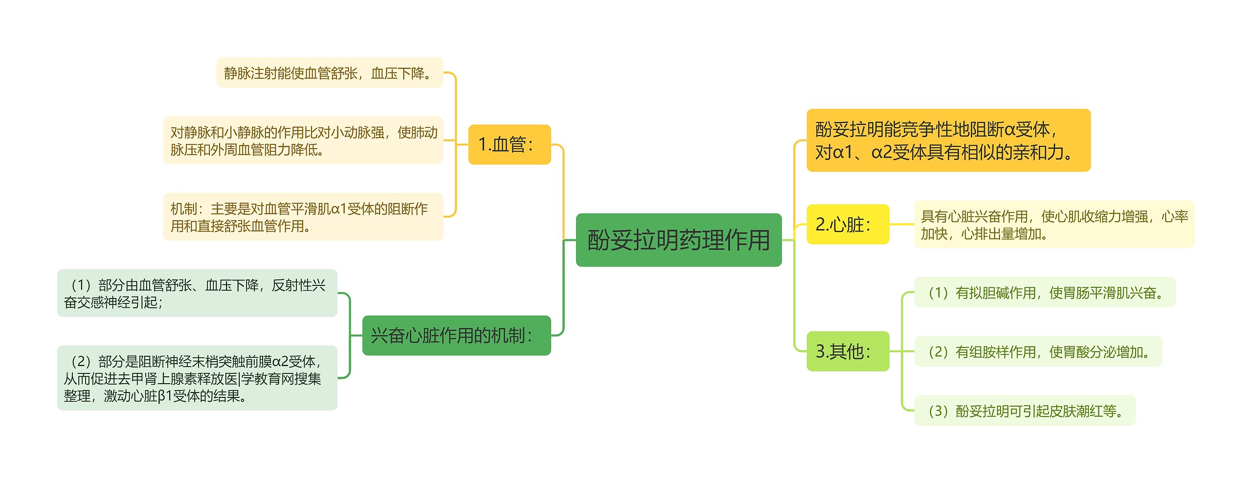 酚妥拉明药理作用思维导图