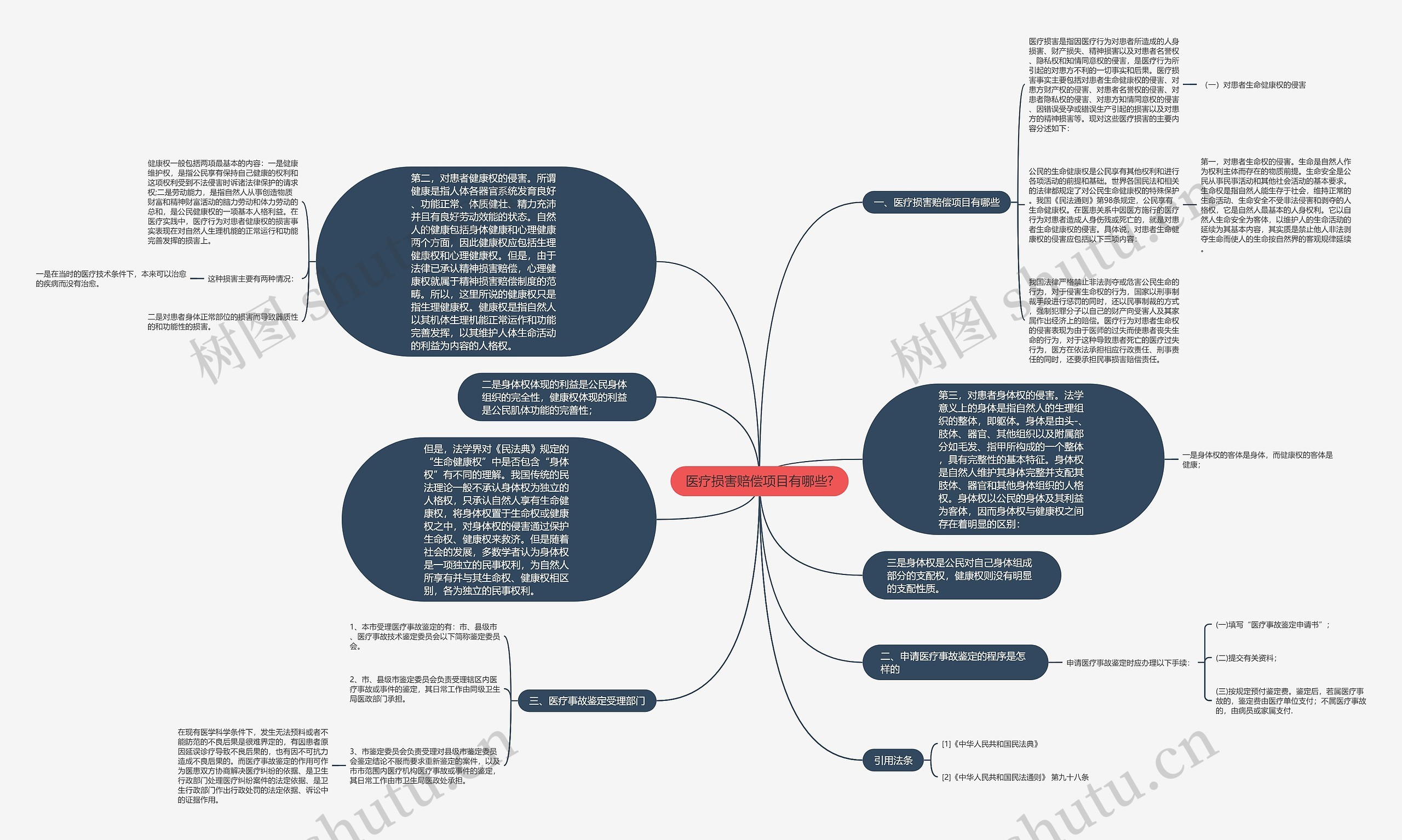 医疗损害赔偿项目有哪些?思维导图