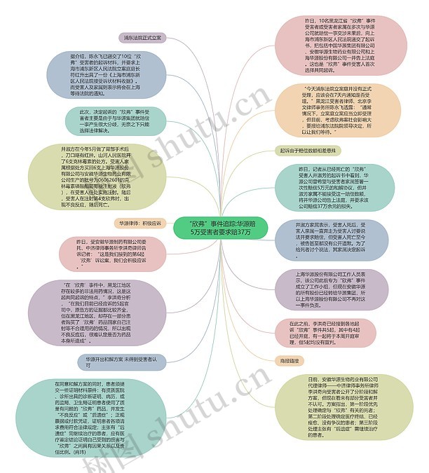 “欣弗”事件追踪:华源赔5万受害者要求赔37万思维导图_编号p7324696-TreeMind树图