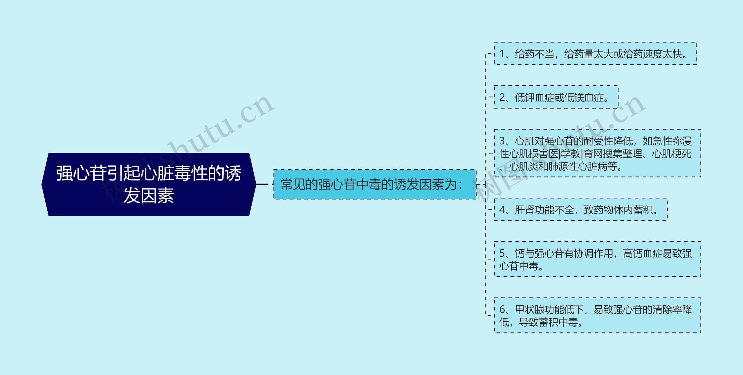 强心苷引起心脏毒性的诱发因素思维导图