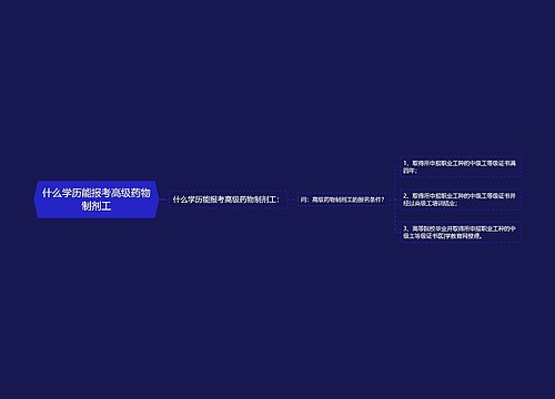 什么学历能报考高级药物制剂工