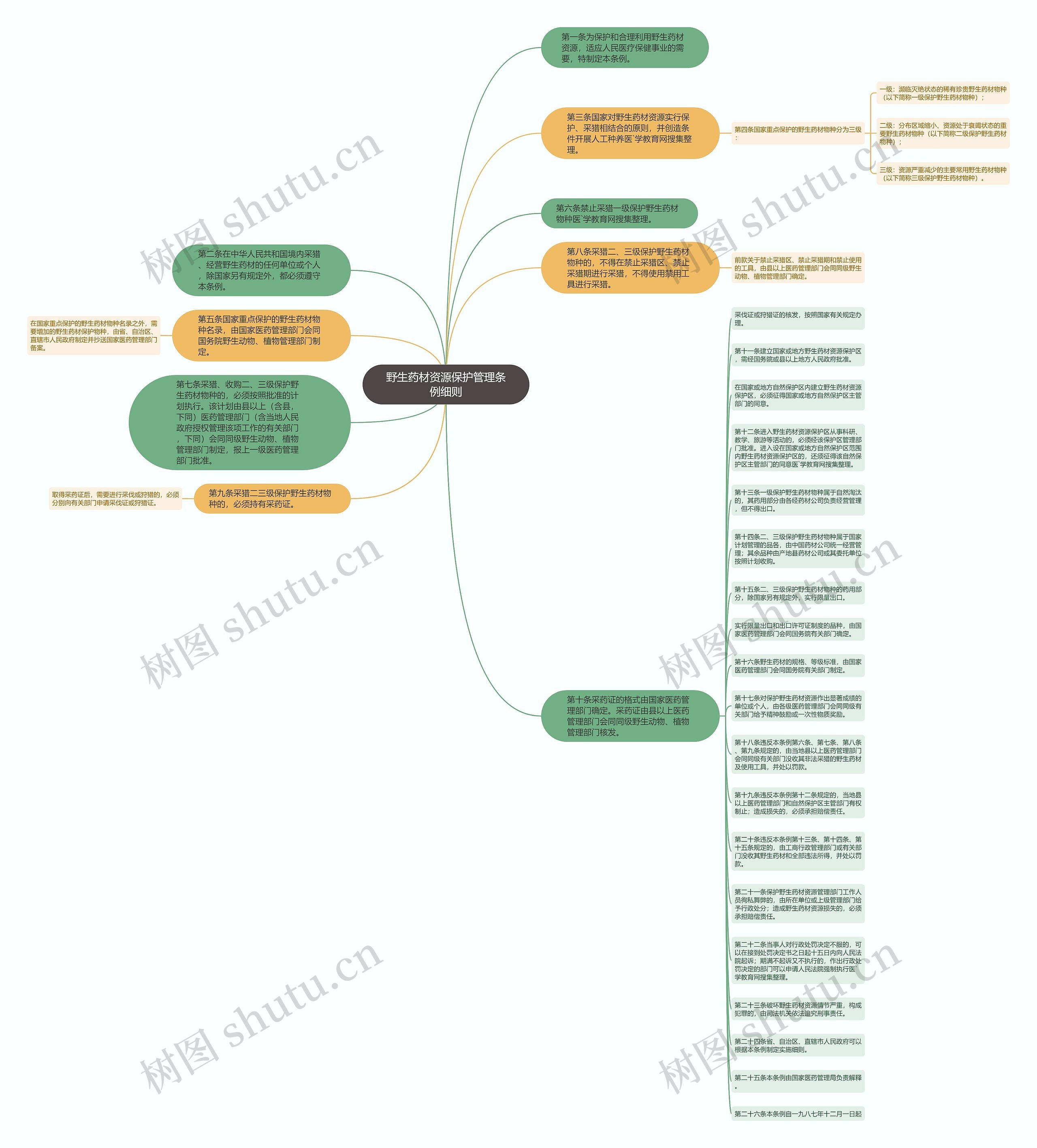 野生药材资源保护管理条例细则思维导图