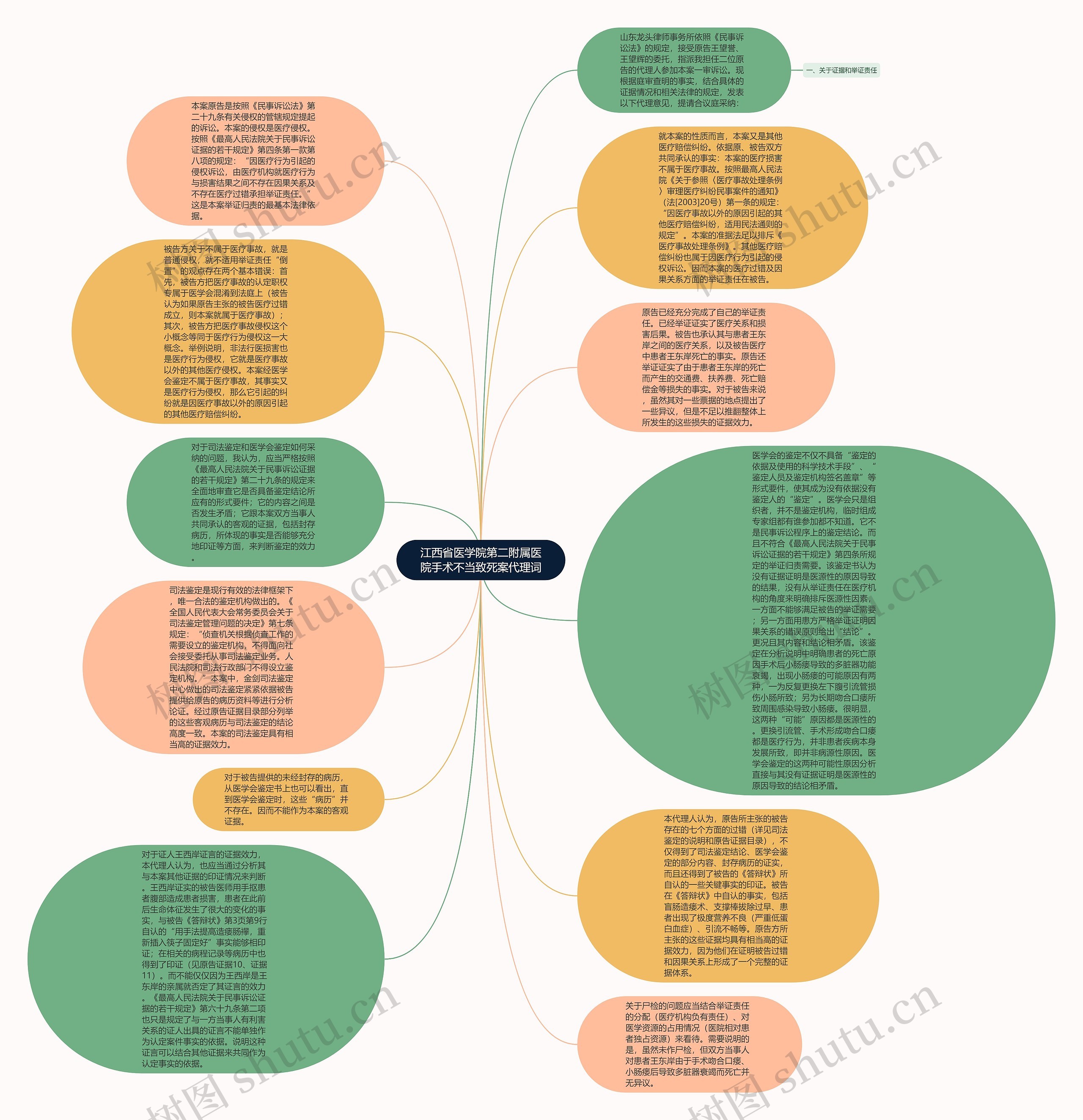 江西省医学院第二附属医院手术不当致死案代理词思维导图高清图 江西省医学院第二附属医院手术不当致死案代理词思维导图