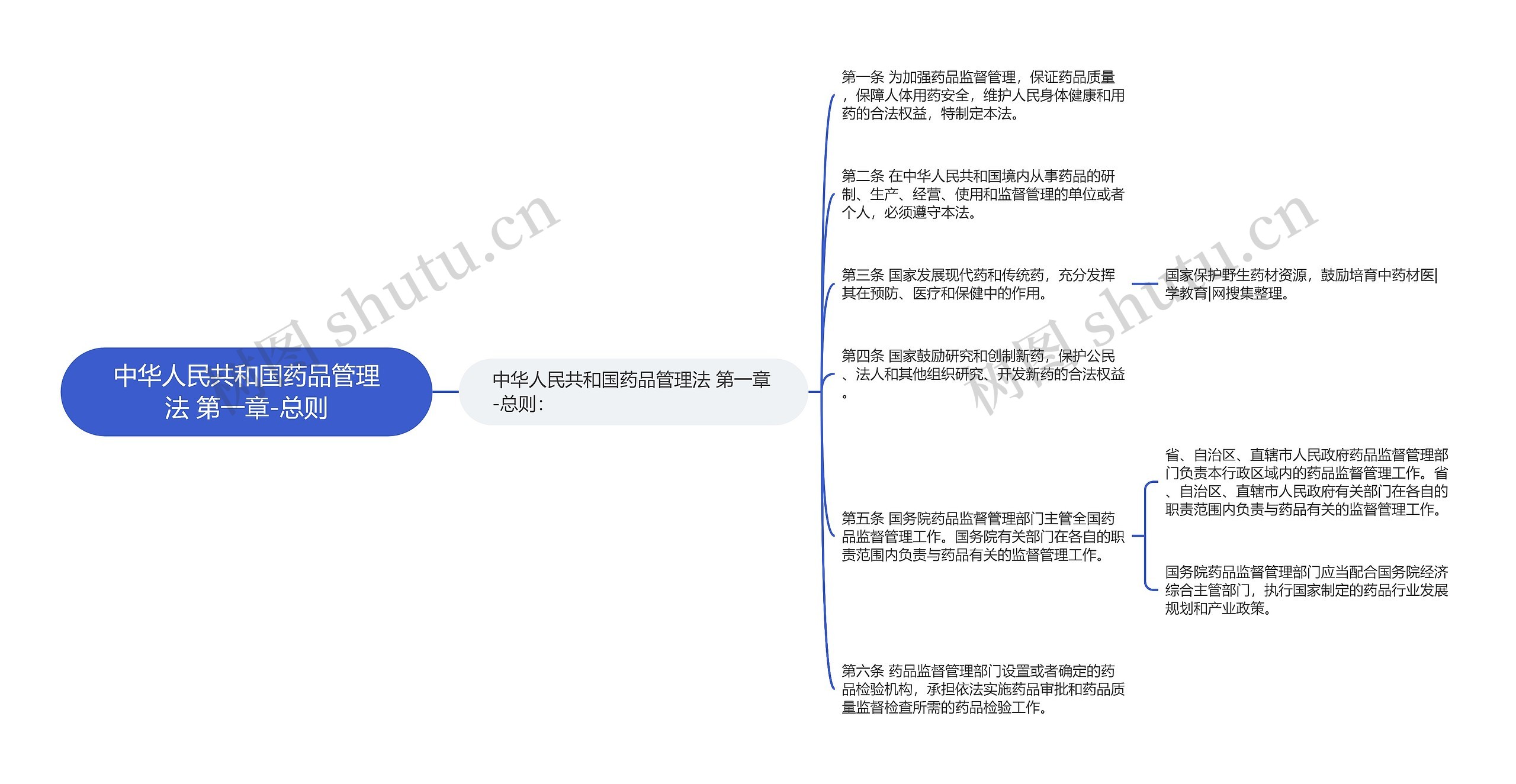 中华人民共和国药品管理法 第一章-总则思维导图