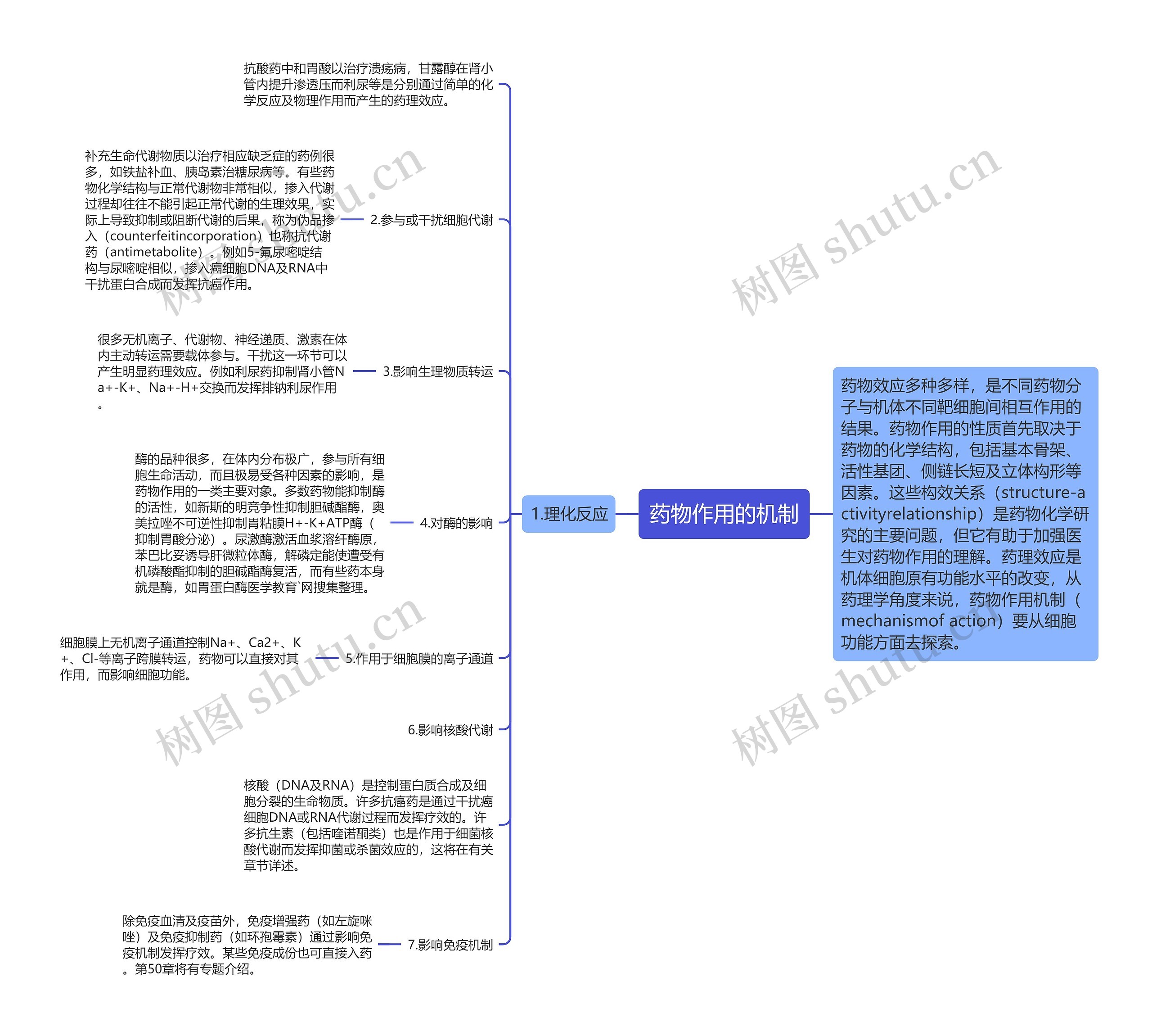 药物作用的机制思维导图