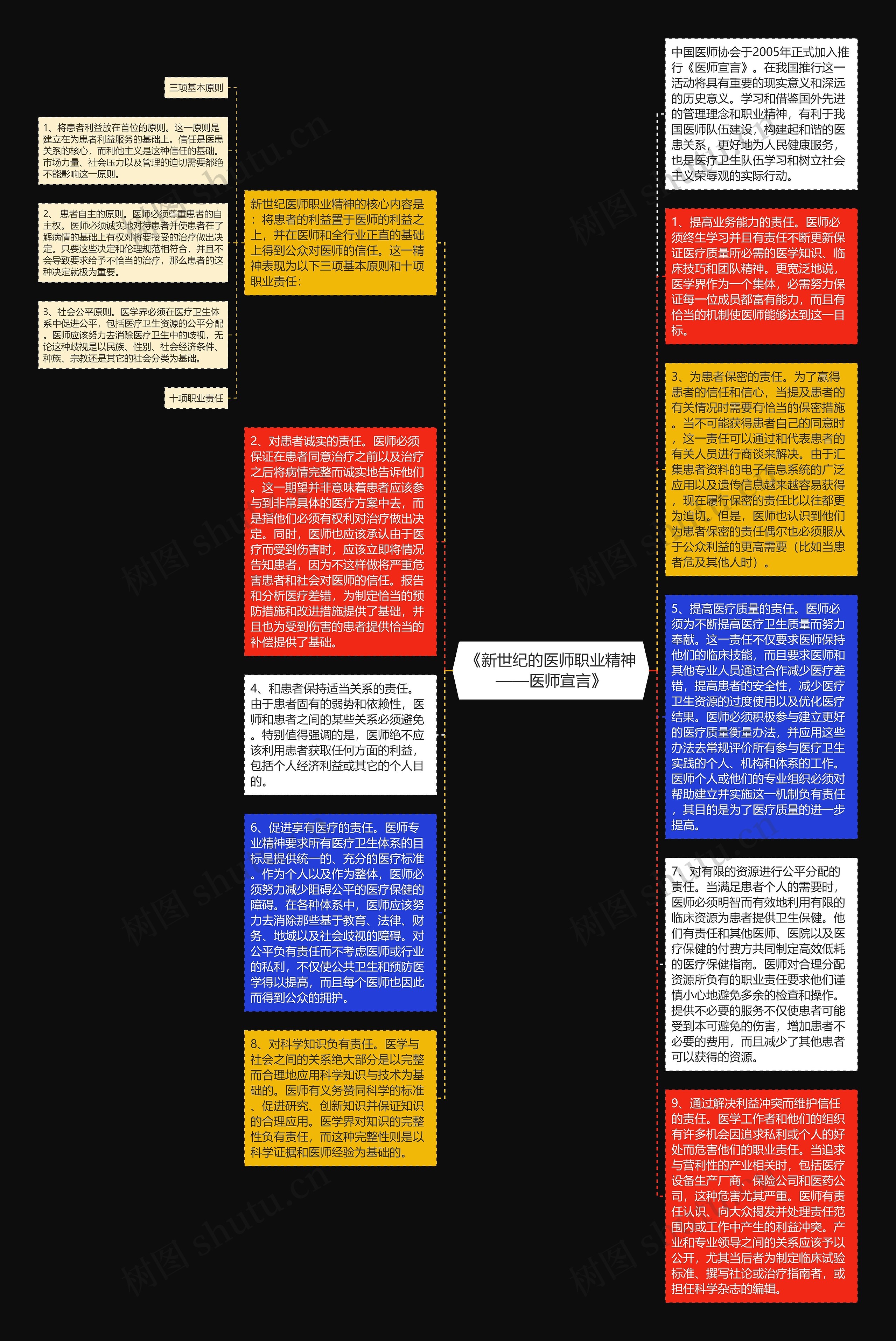 《新世纪的医师职业精神——医师宣言》思维导图