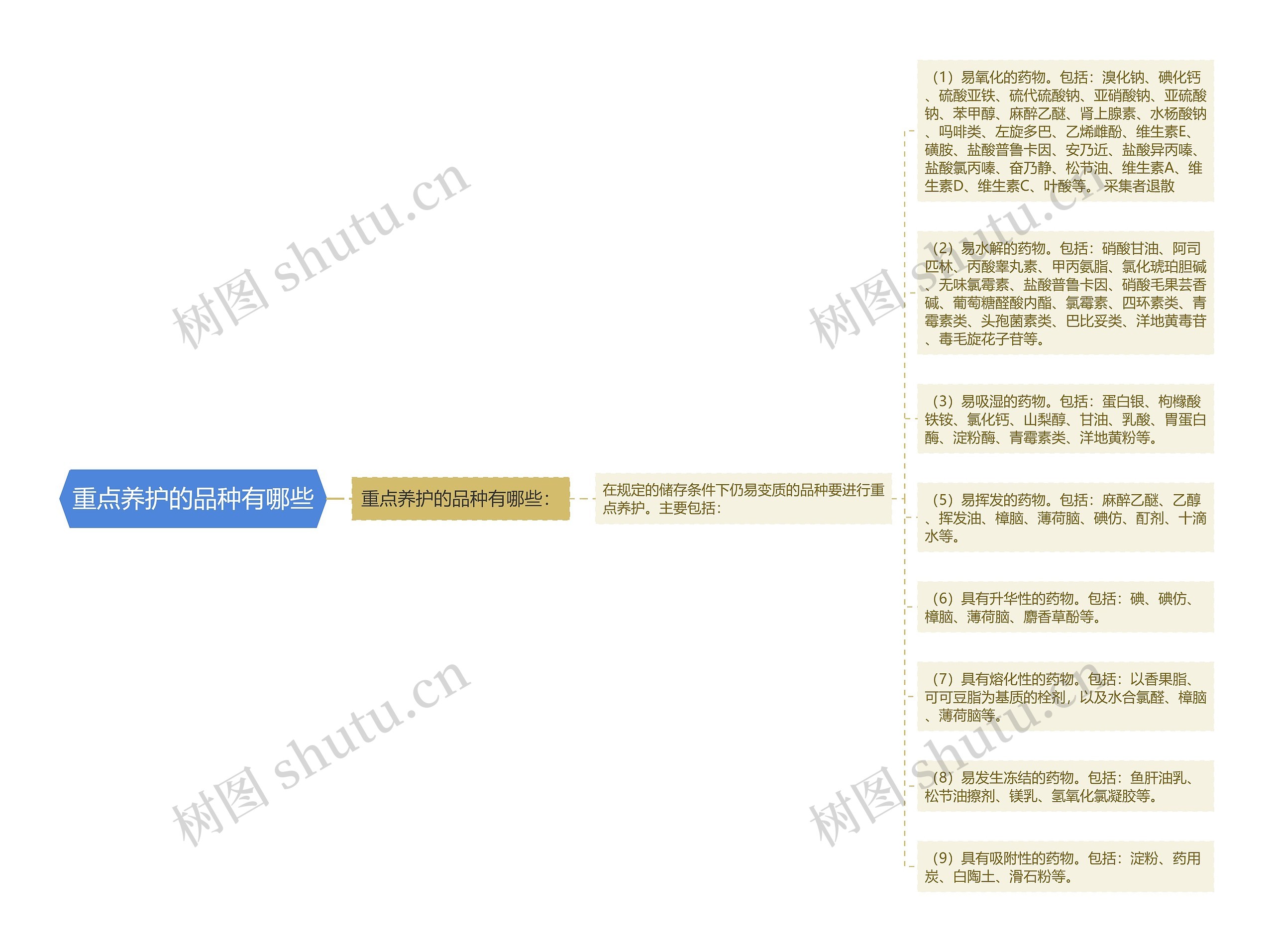 重点养护的品种有哪些思维导图