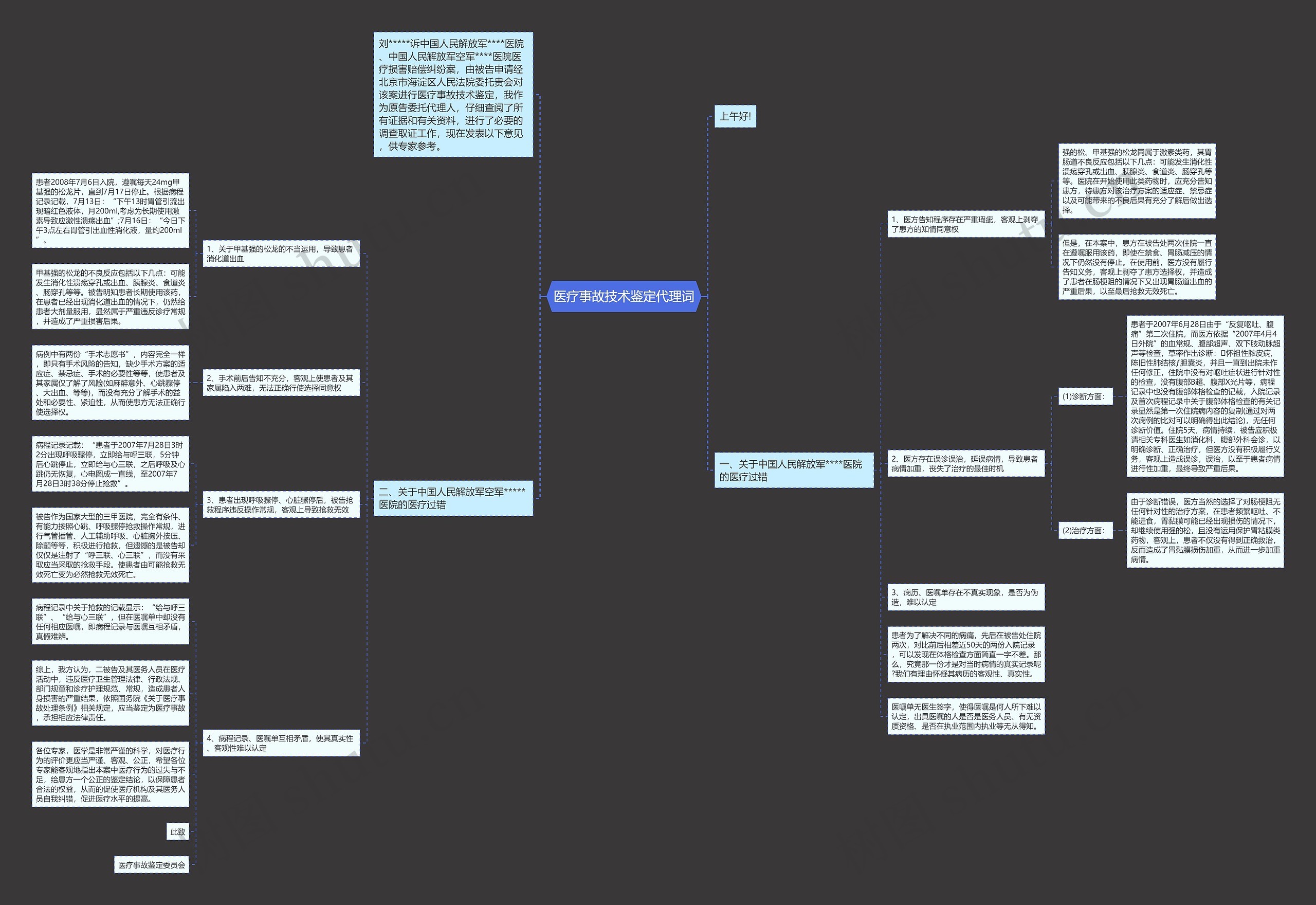 医疗事故技术鉴定代理词思维导图