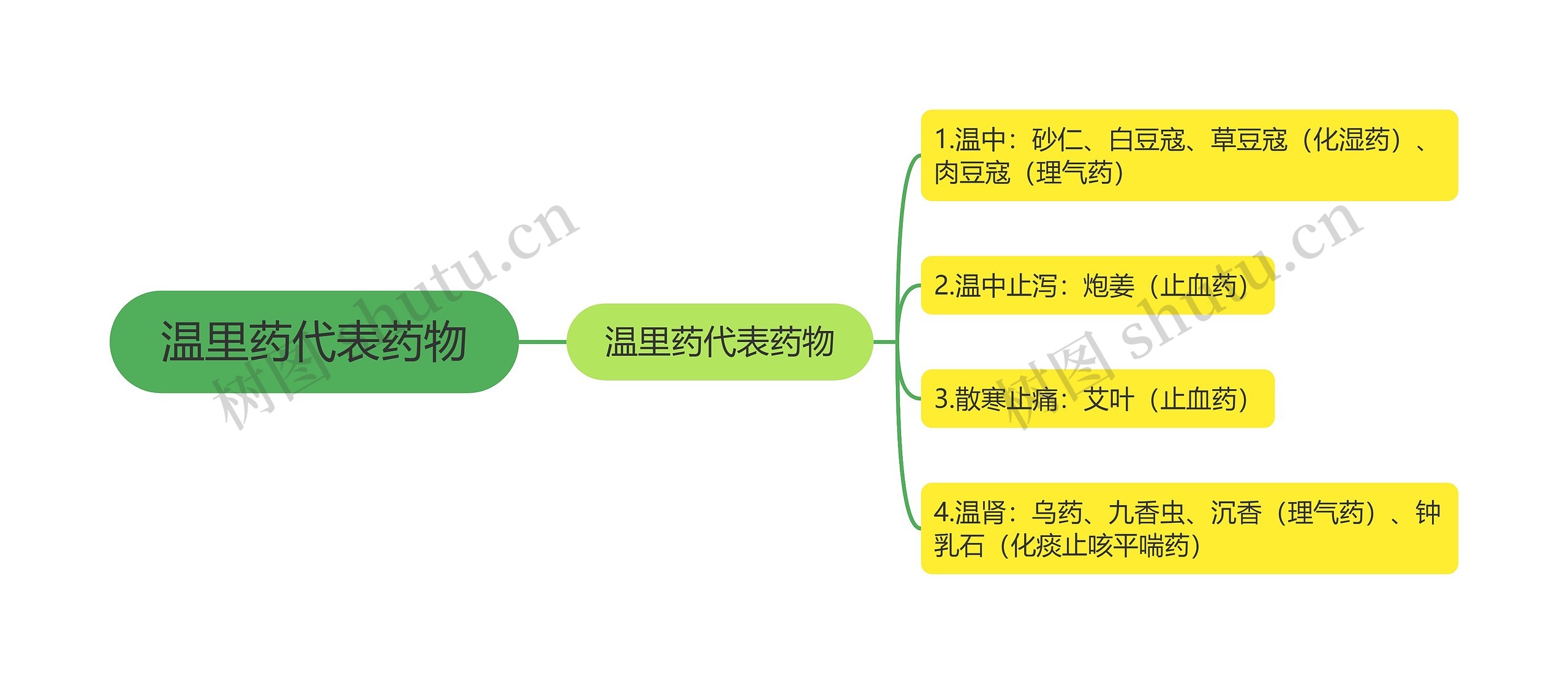 温里药代表药物思维导图