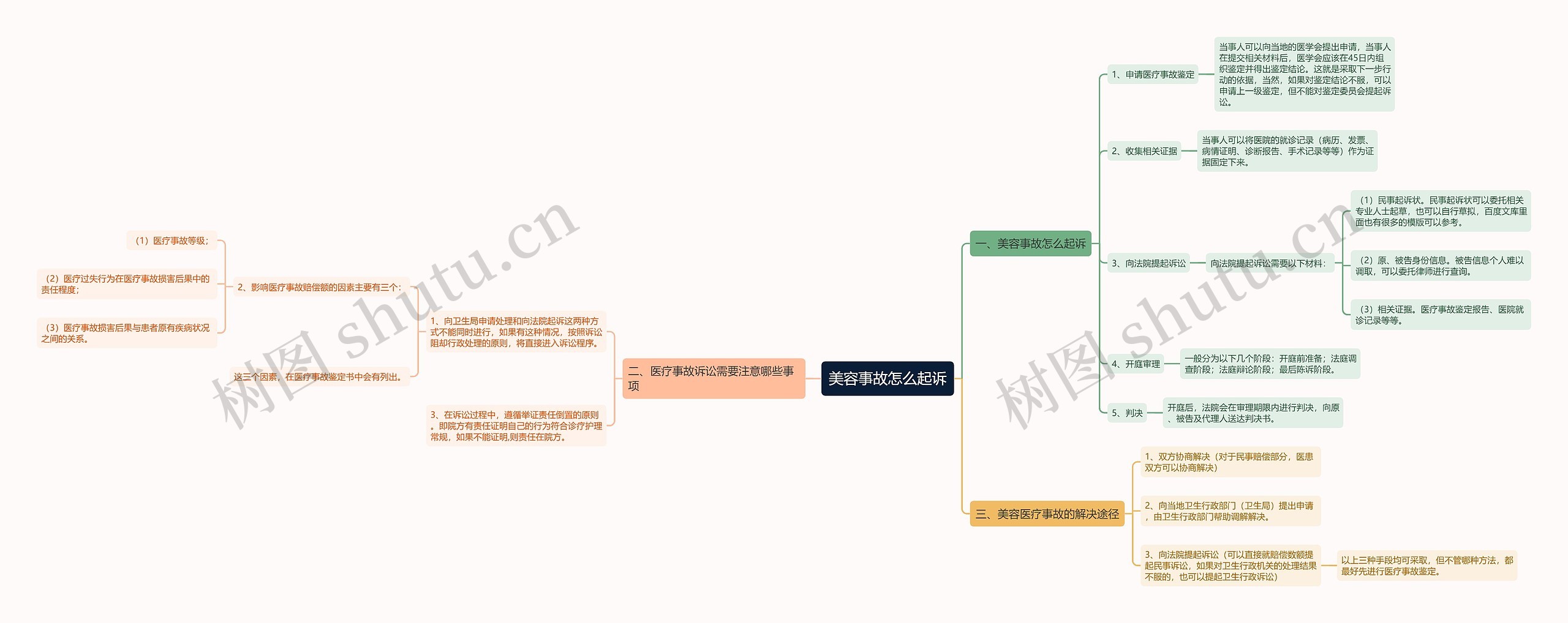 美容事故怎么起诉思维导图