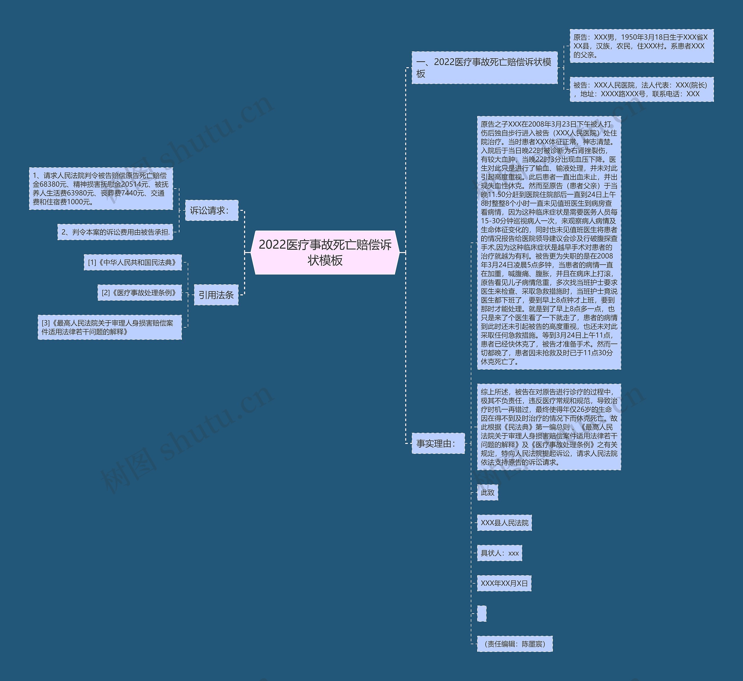 2022医疗事故死亡赔偿诉状思维导图