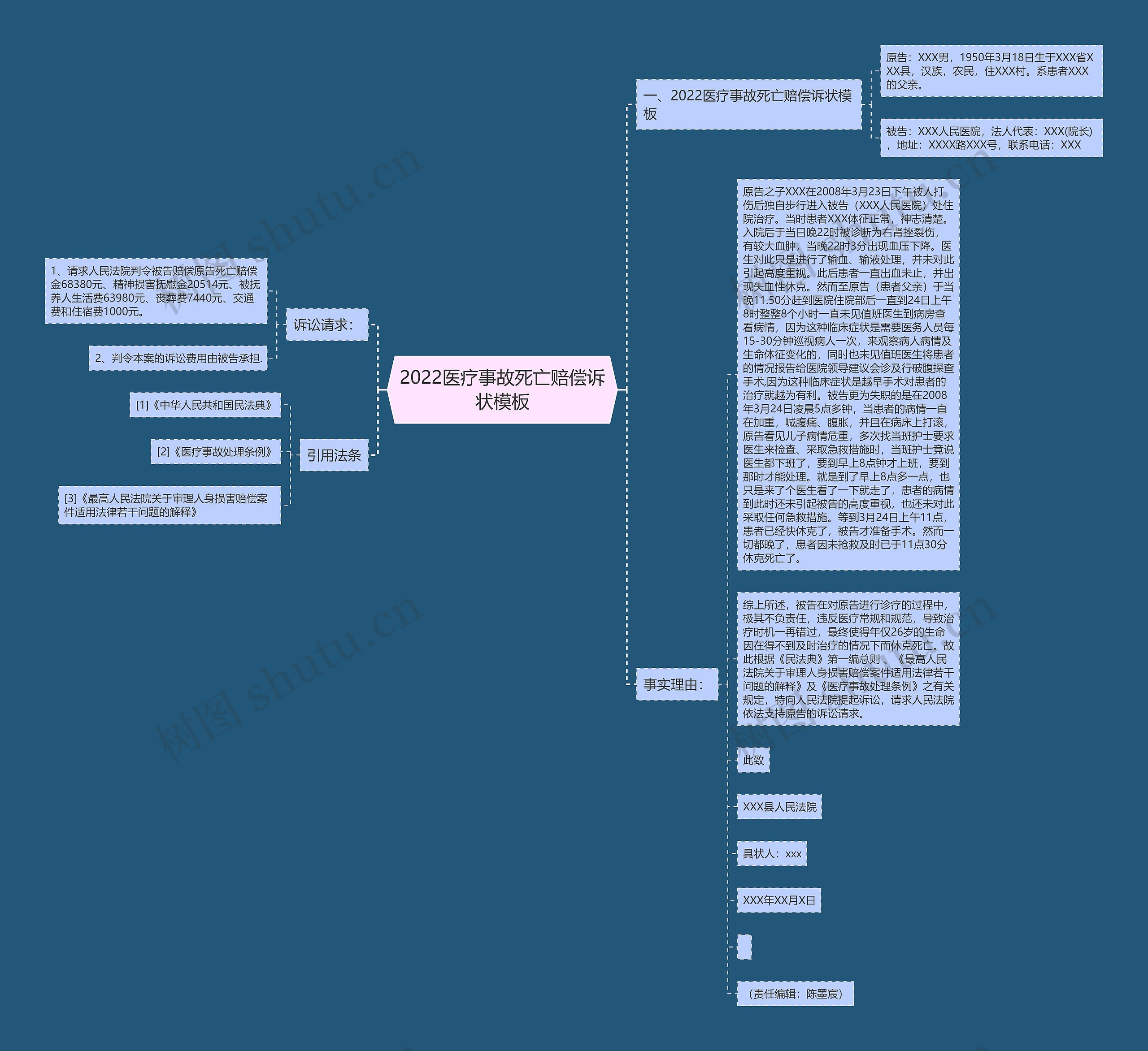 2022医疗事故死亡赔偿诉状模板 2022医疗事故死亡赔偿诉状模板