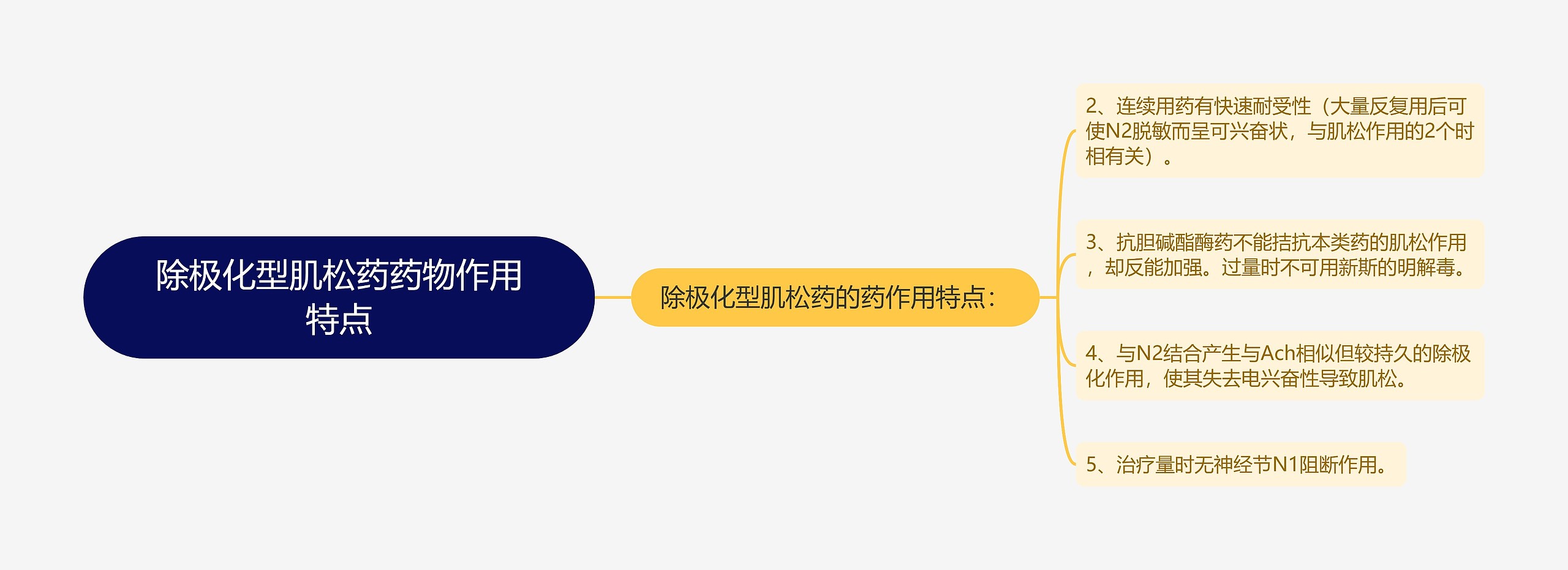 除极化型肌松药药物作用特点思维导图