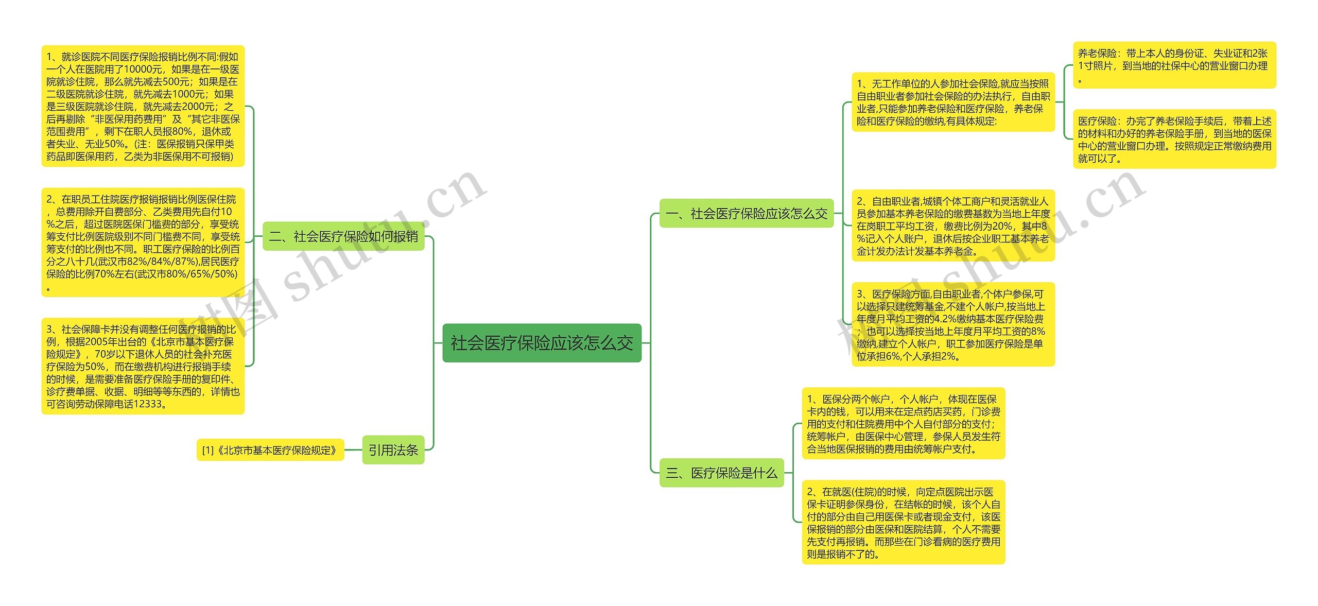 社会医疗保险应该怎么交思维导图