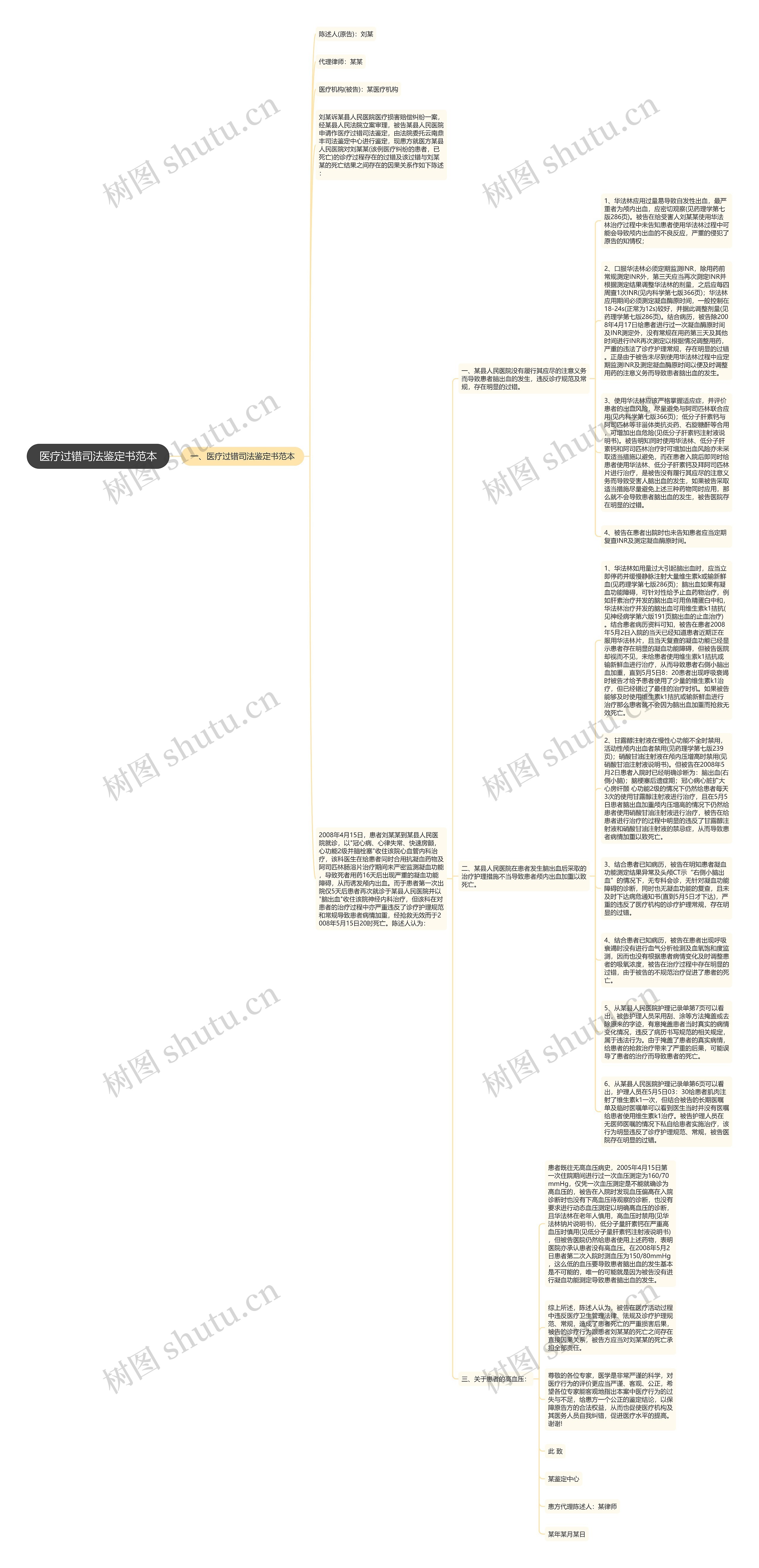 医疗过错司法鉴定书范本思维导图