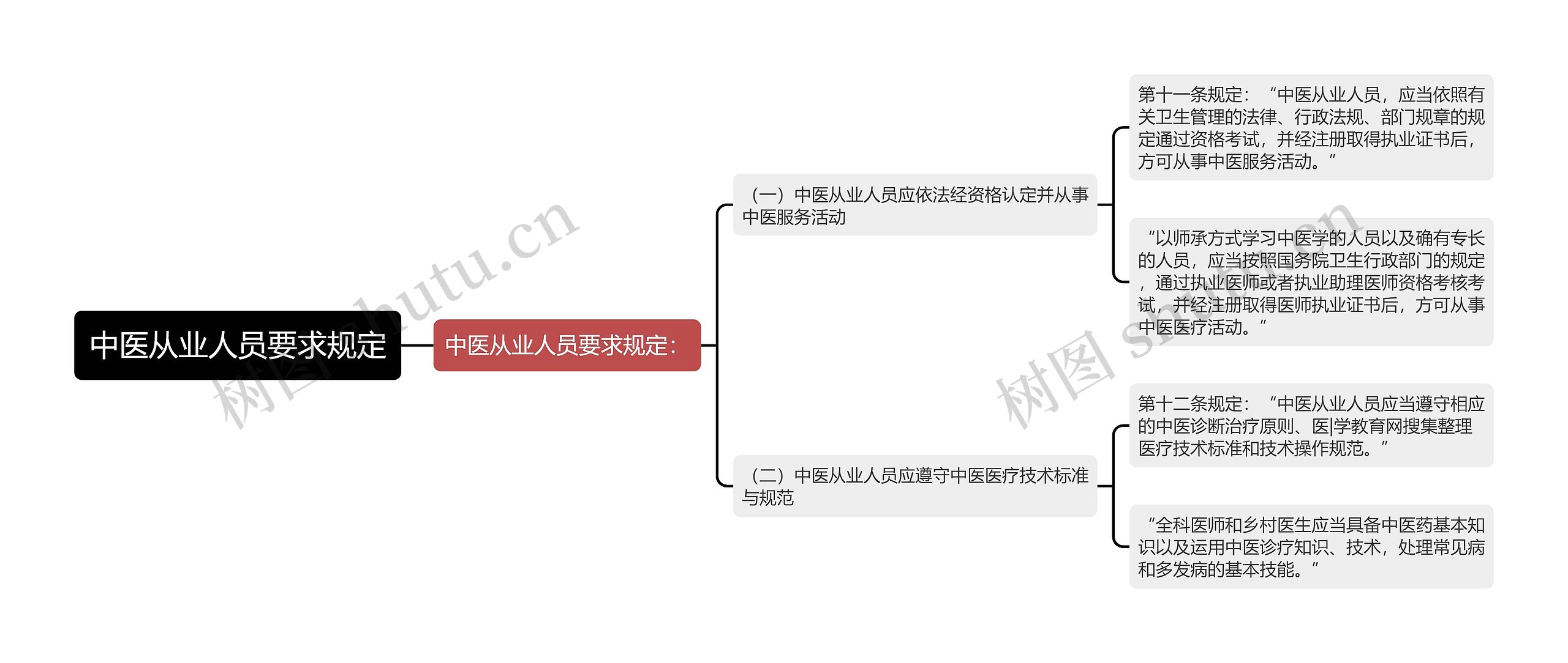 中医从业人员要求规定思维导图