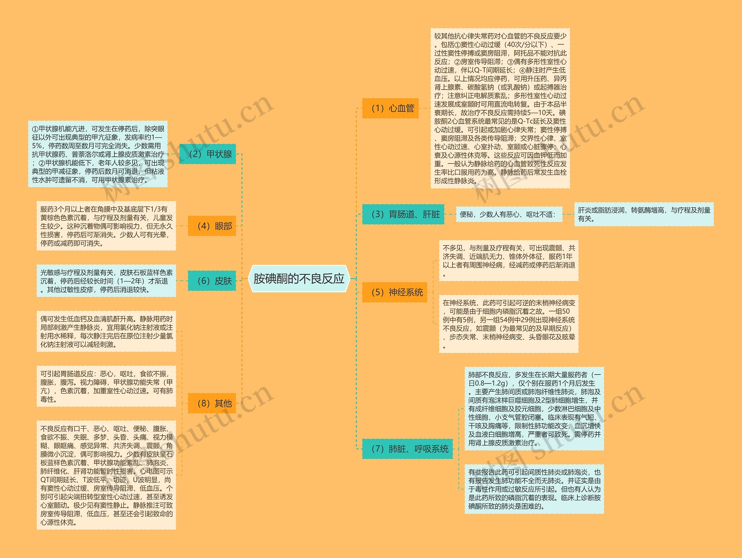 胺碘酮的不良反应思维导图