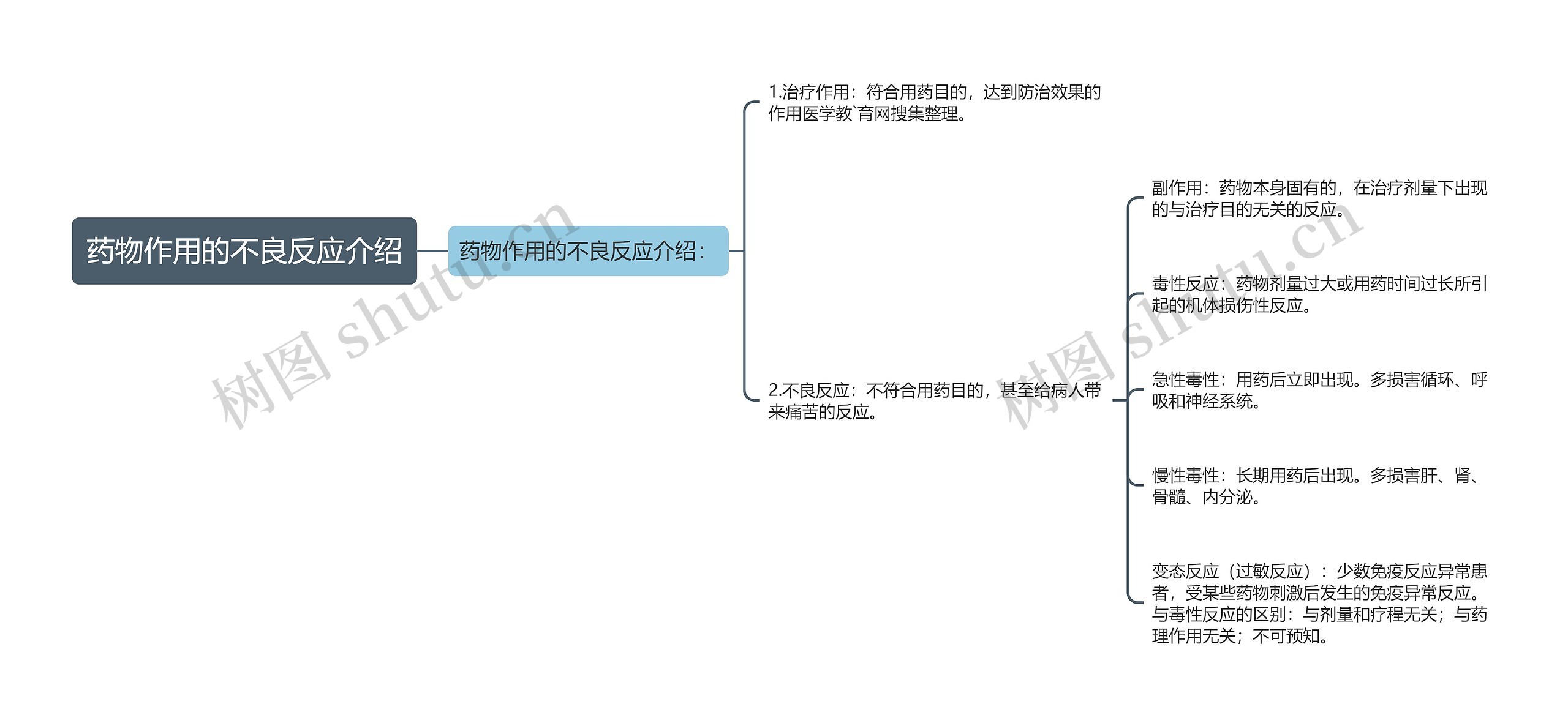 药物作用的不良反应介绍思维导图