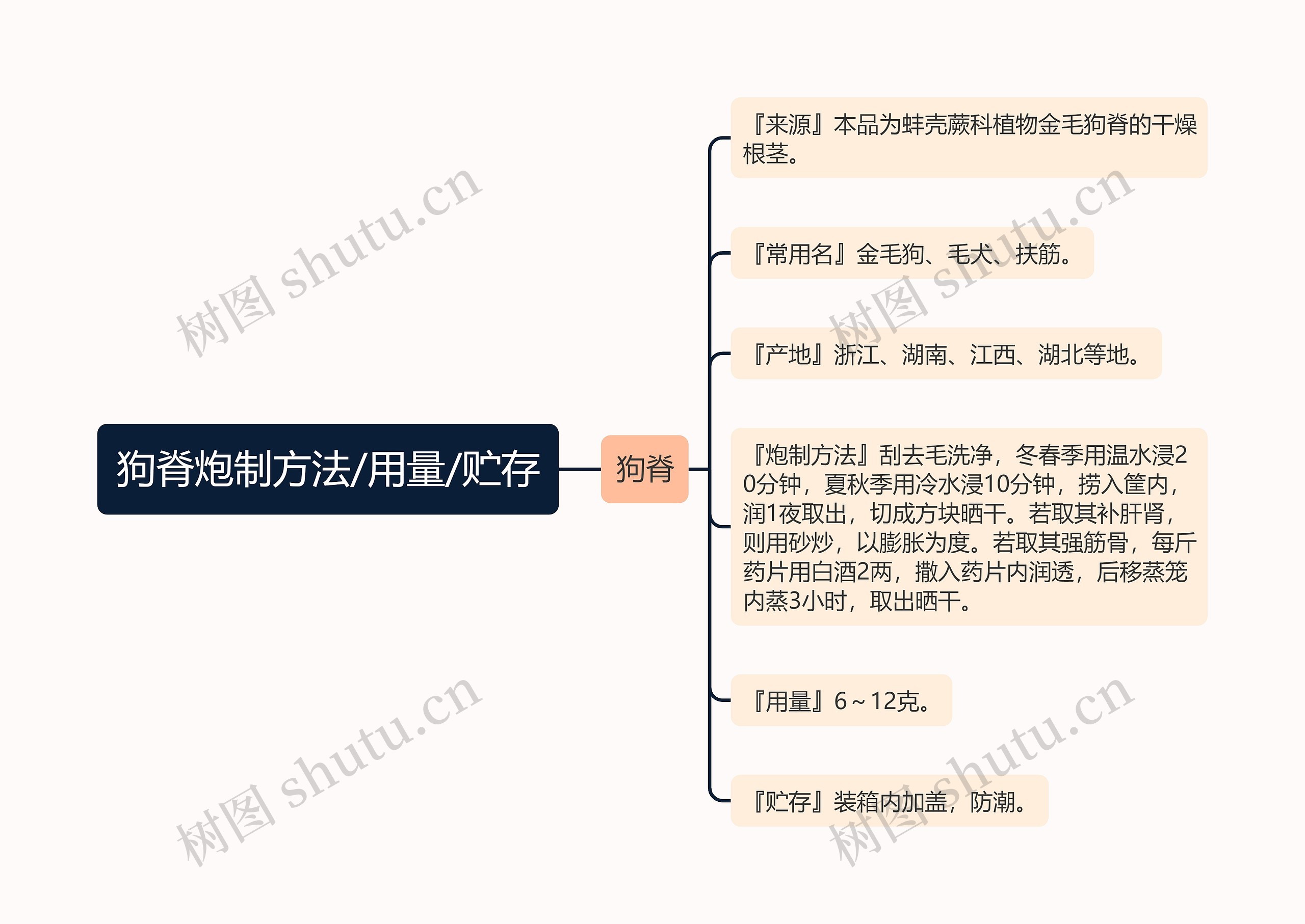 狗脊炮制方法/用量/贮存