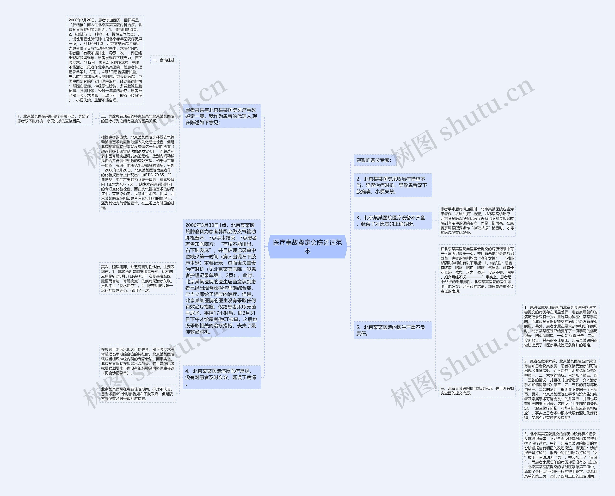 医疗事故鉴定会陈述词范本思维导图