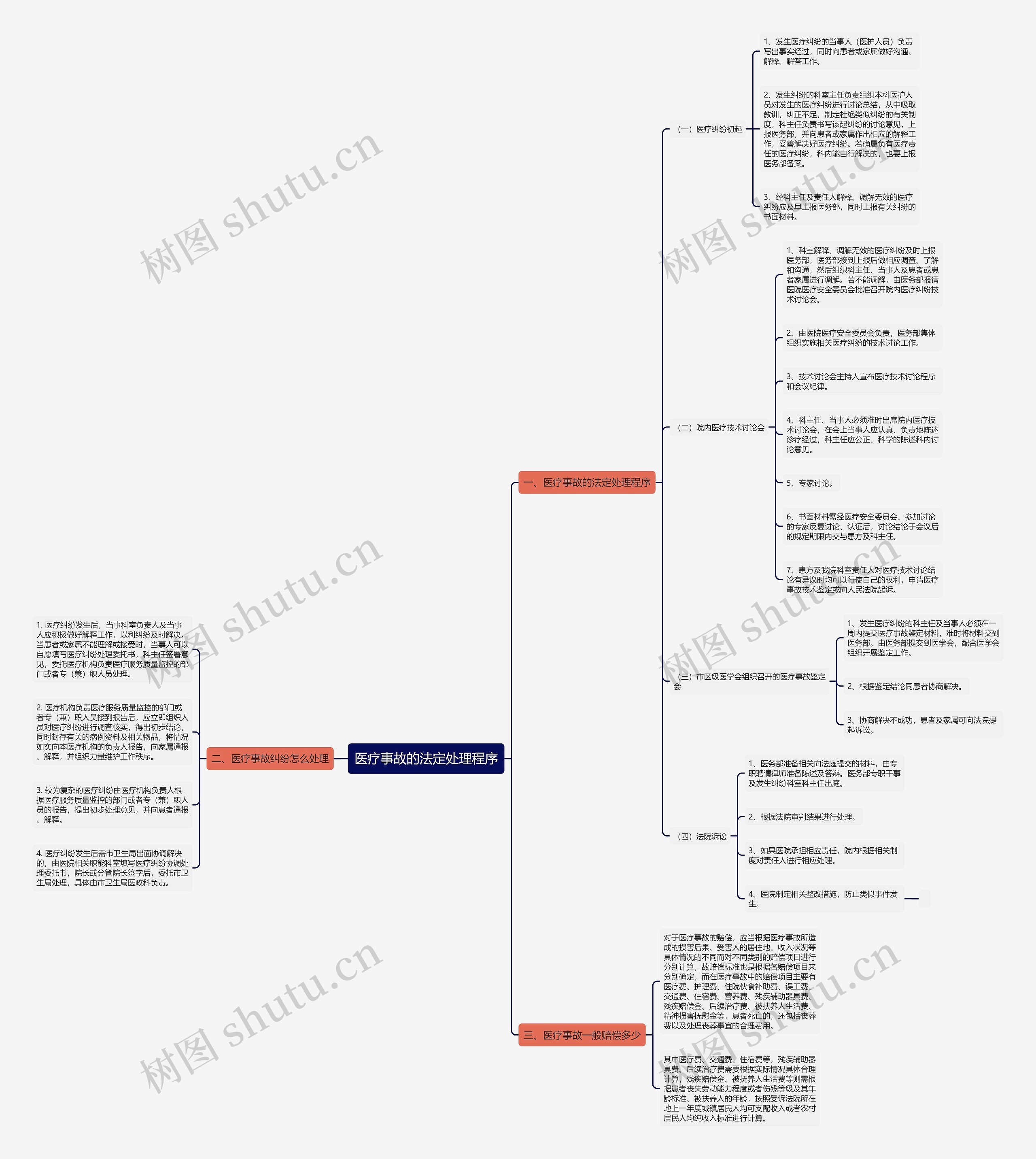 医疗事故的法定处理程序思维导图