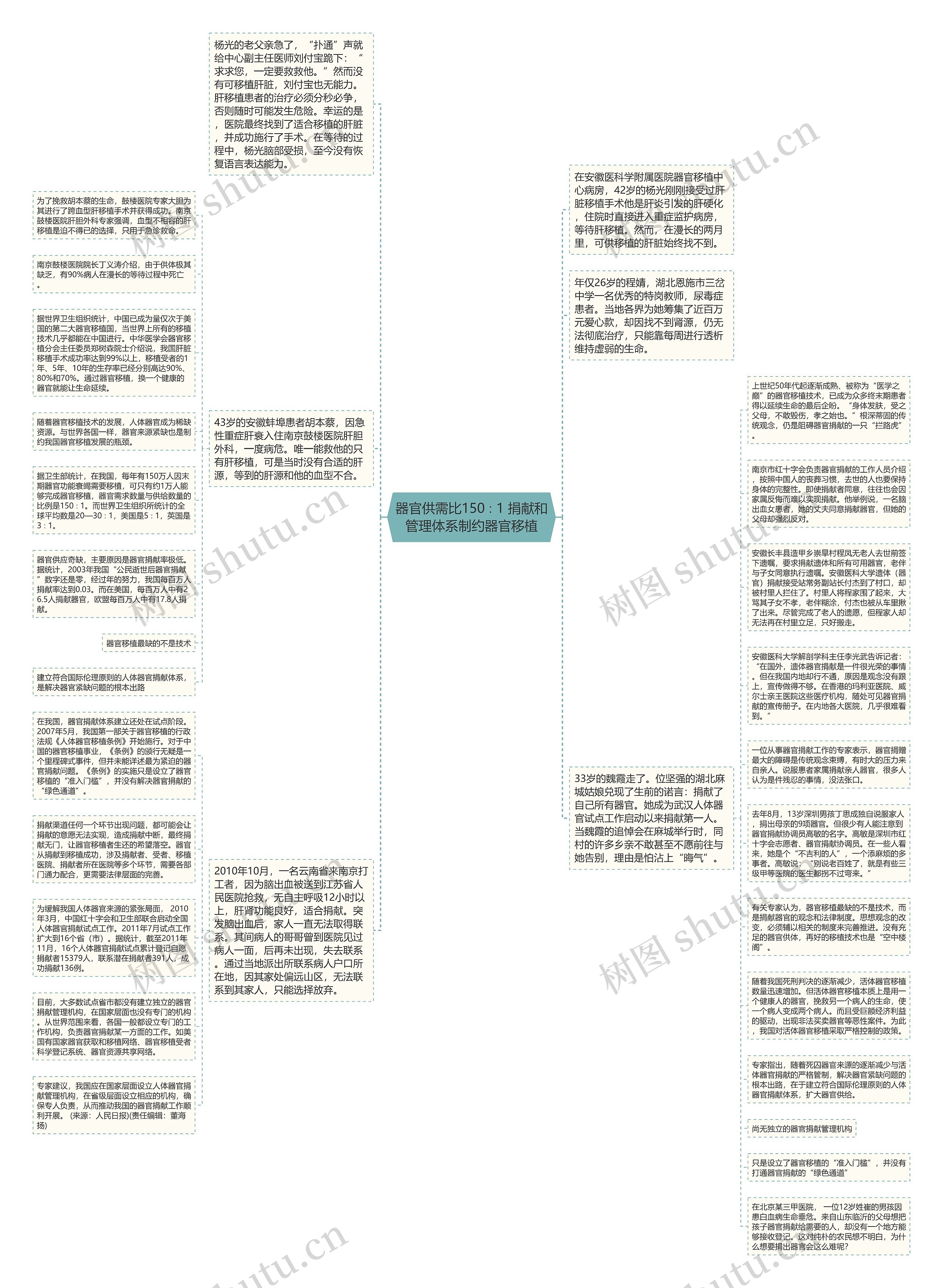 器官供需比150∶1 捐献和管理体系制约器官移植思维导图