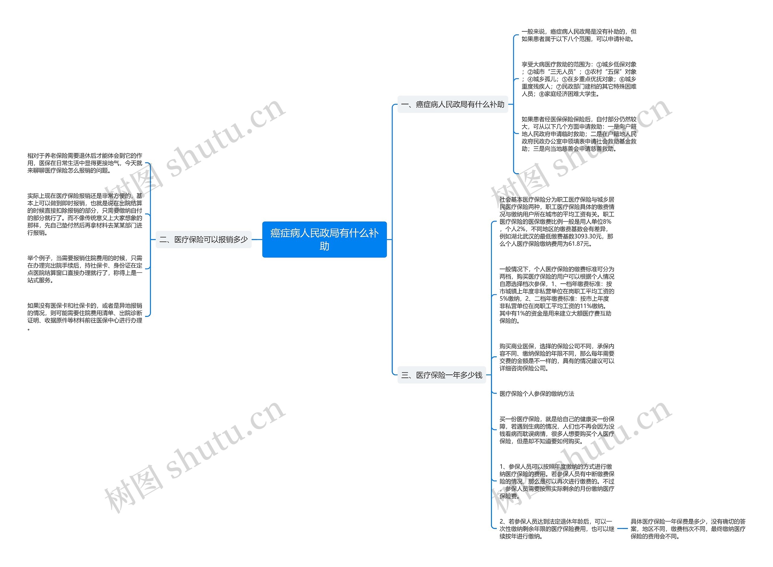 癌症病人民政局有什么补助思维导图