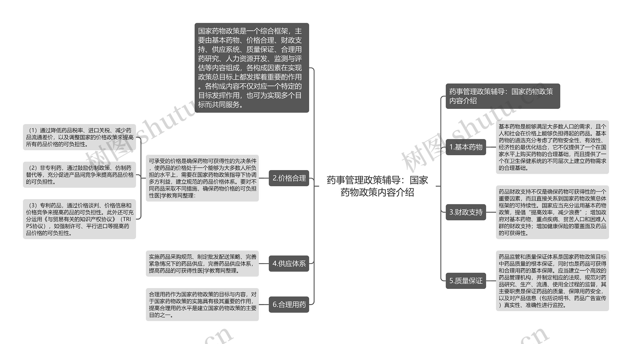 药事管理政策辅导：国家药物政策内容介绍思维导图