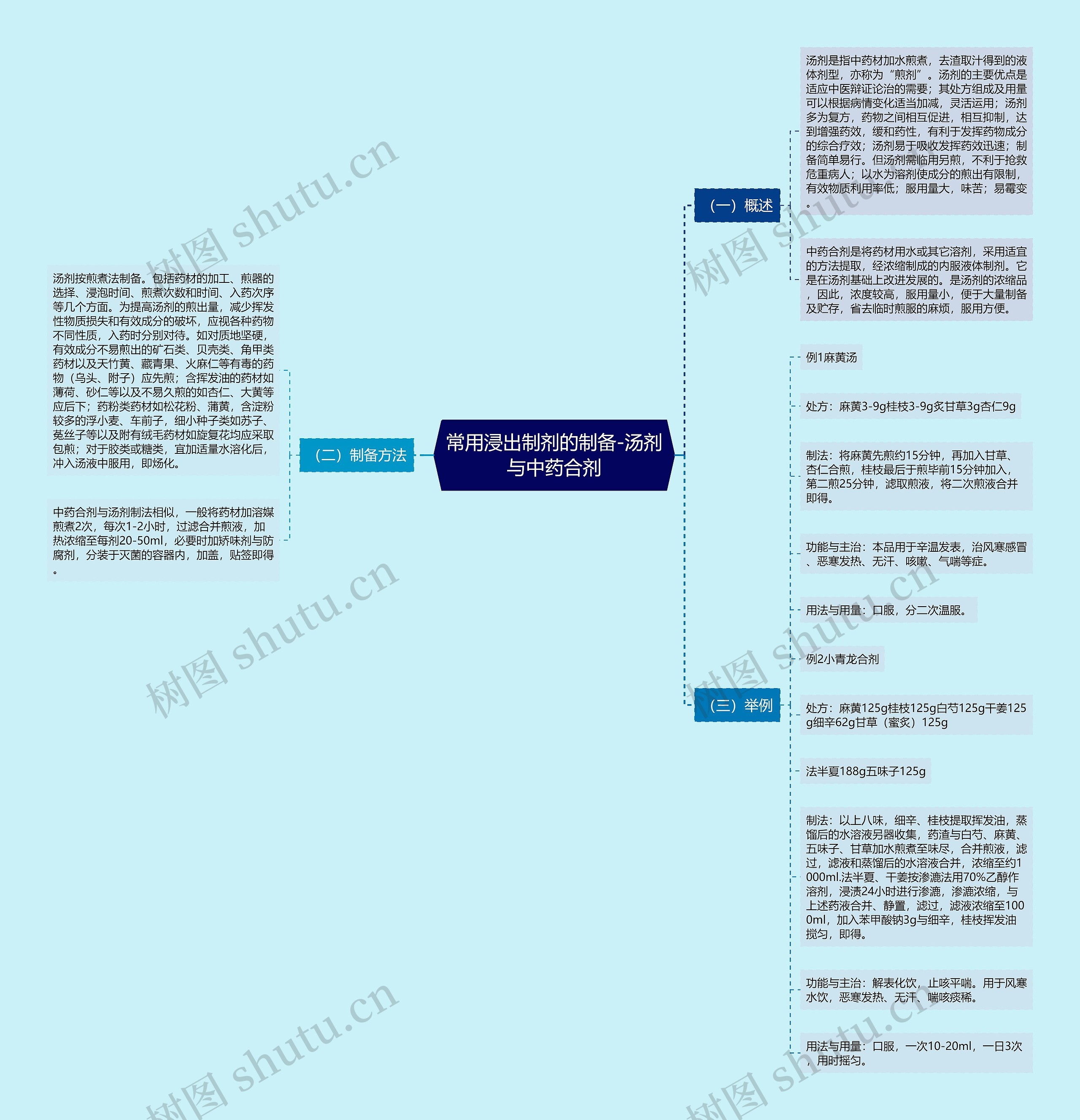 常用浸出制剂的制备-汤剂与中药合剂思维导图