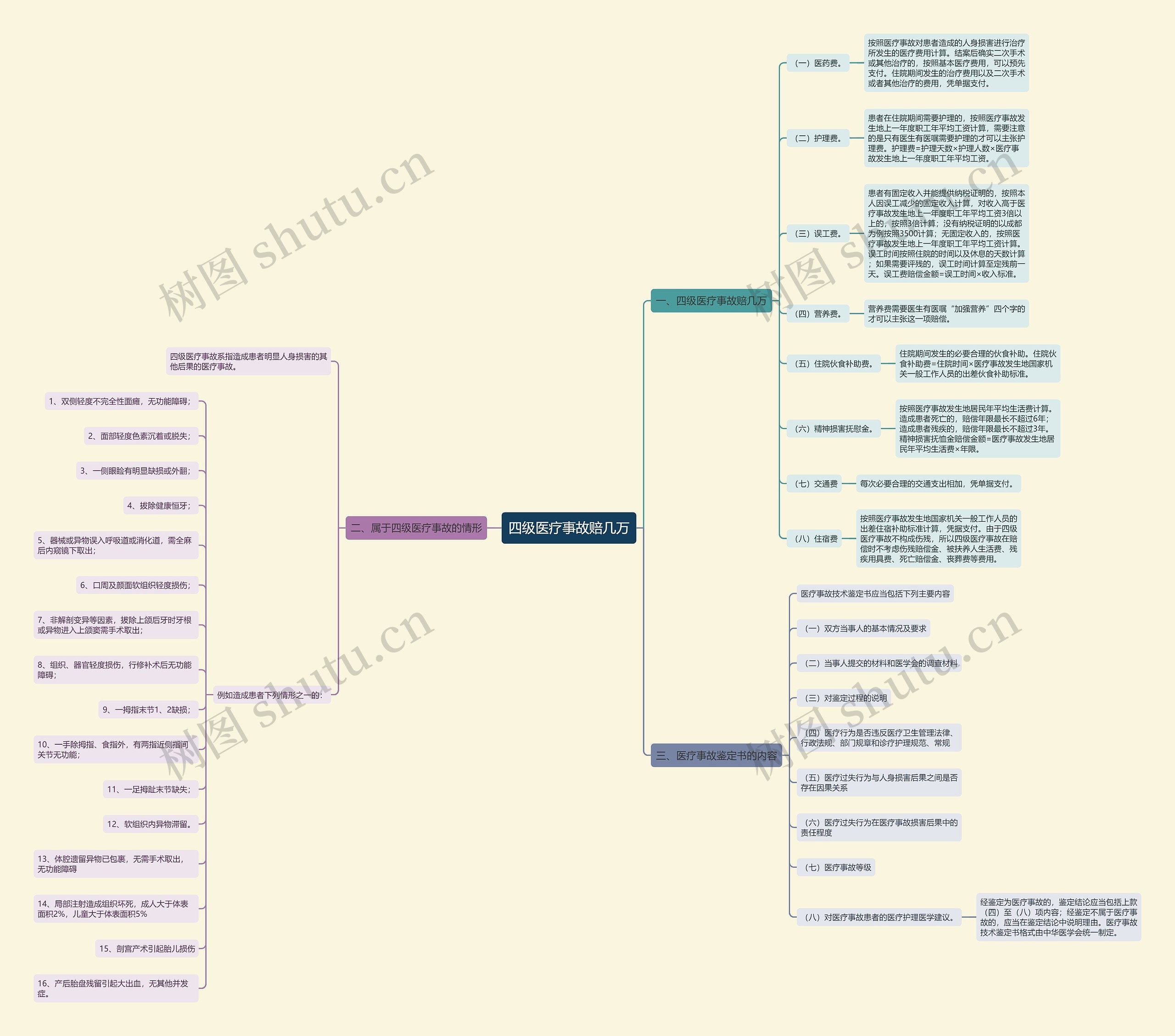 四级医疗事故赔几万思维导图