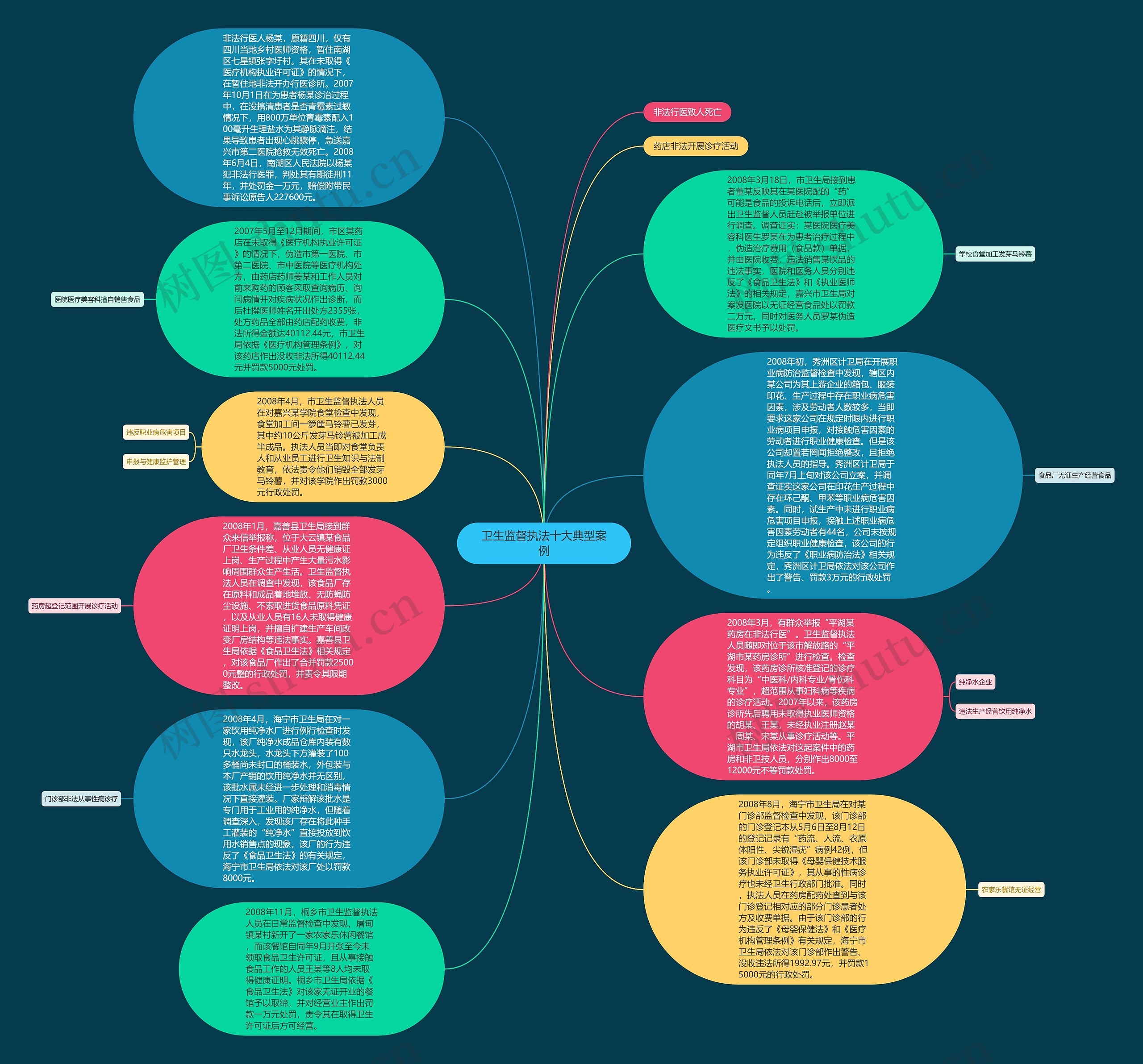 卫生监督执法十大典型案例思维导图