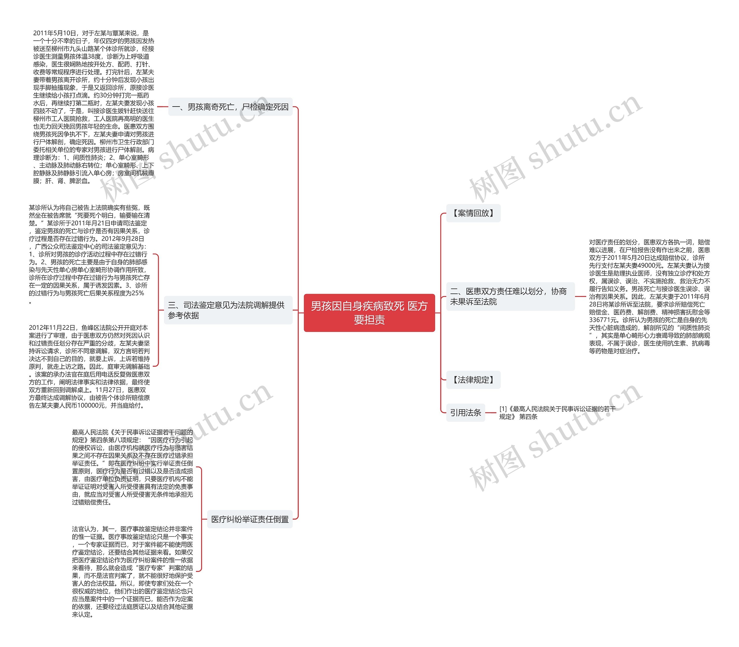 男孩因自身疾病致死 医方要担责思维导图