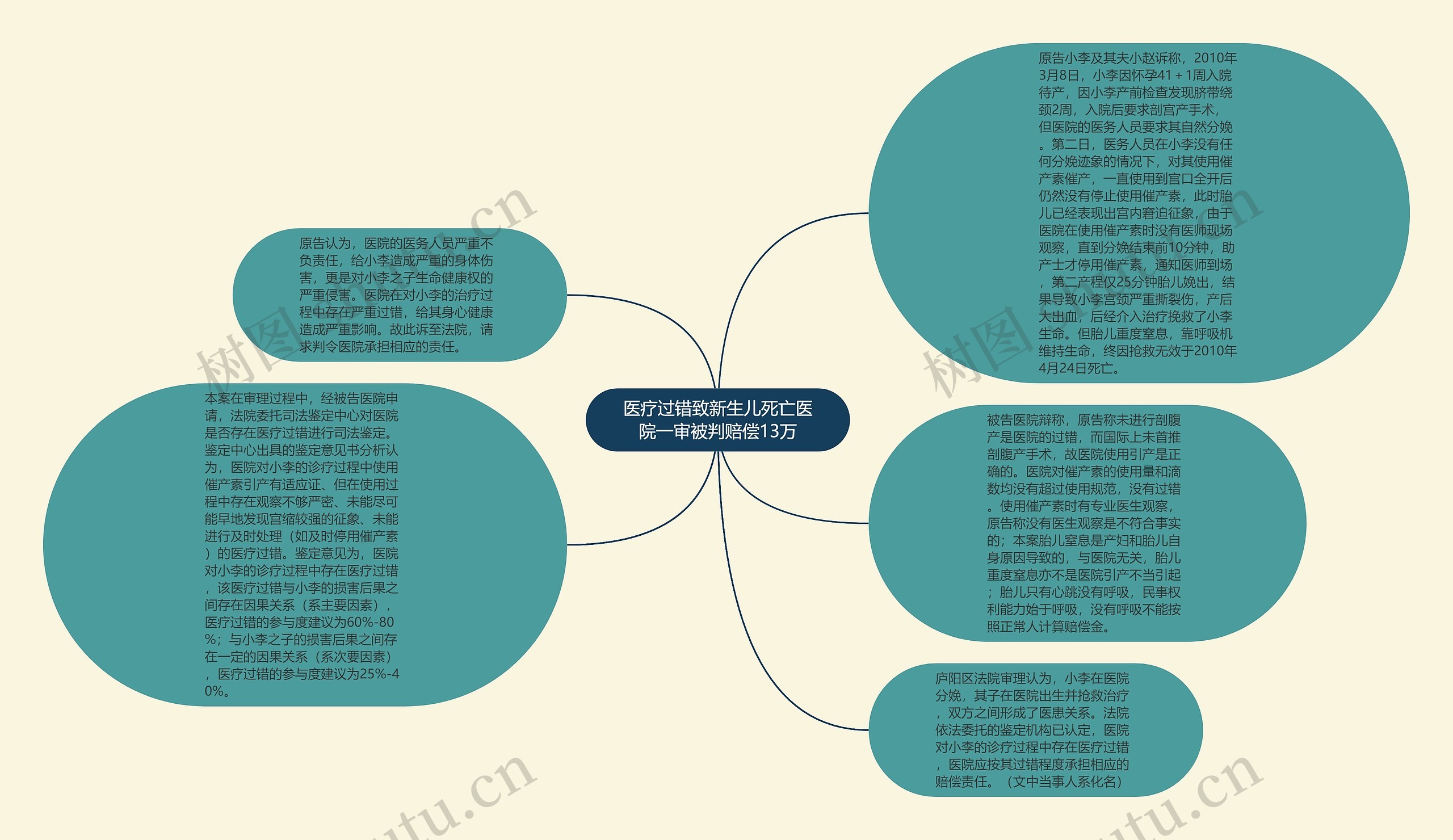 医疗过错致新生儿死亡医院一审被判赔偿13万思维导图