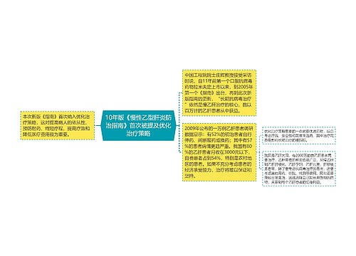 10年版《慢性乙型肝炎防治指南》首次被提及优化治疗策略