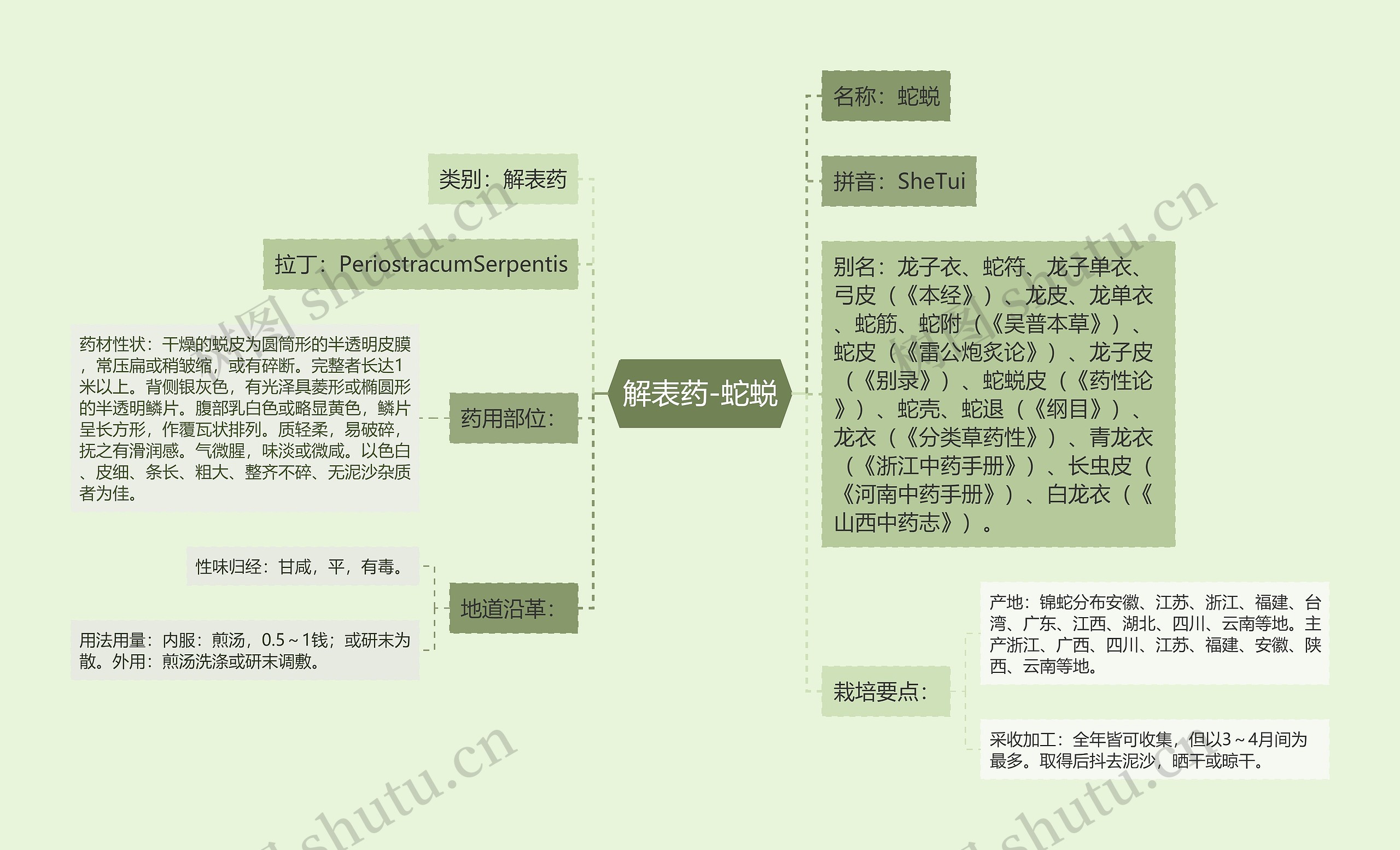 解表药-蛇蜕思维导图