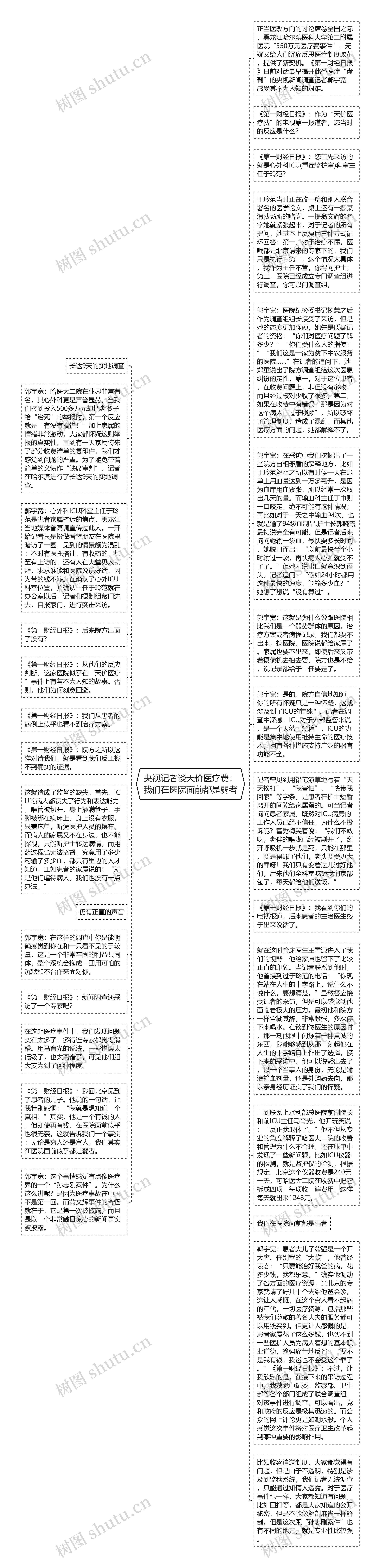 央视记者谈天价医疗费：我们在医院面前都是弱者思维导图