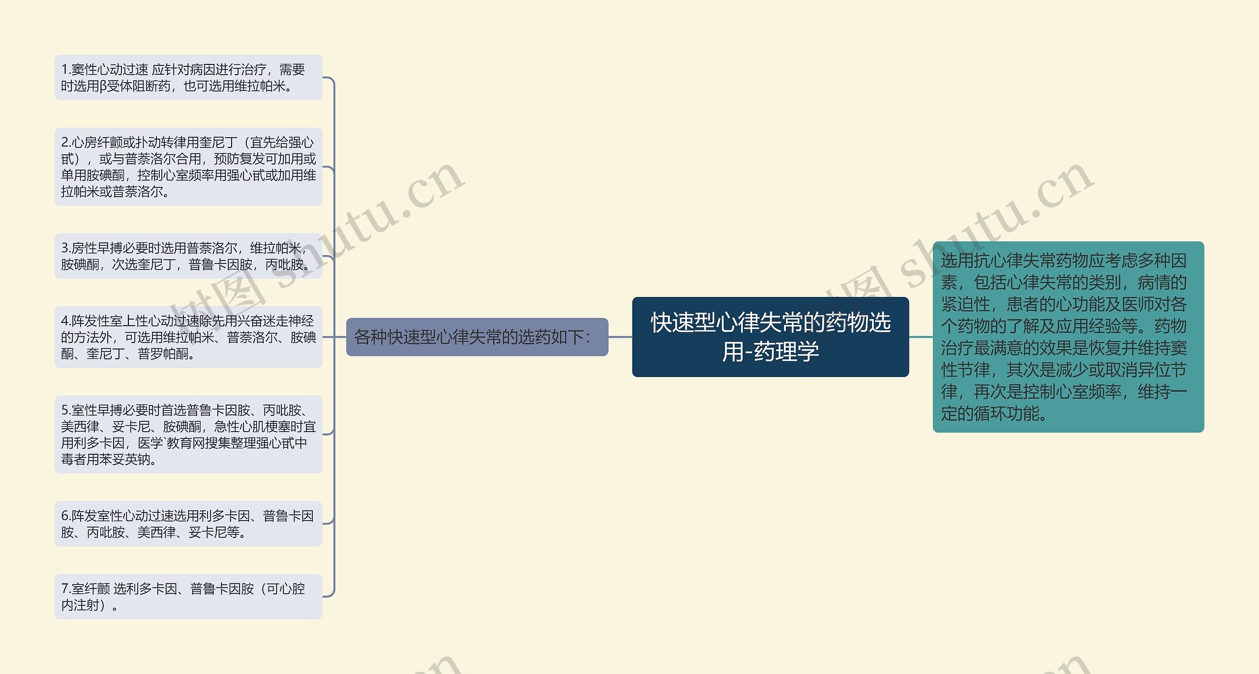 快速型心律失常的药物选用-药理学思维导图