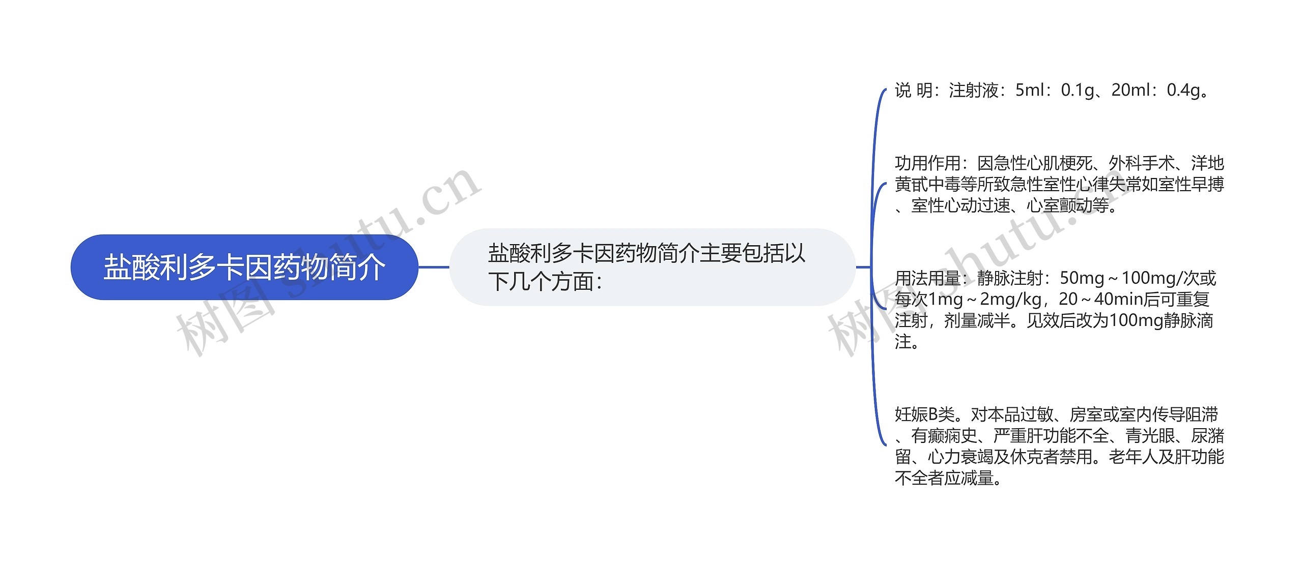 盐酸利多卡因药物简介思维导图