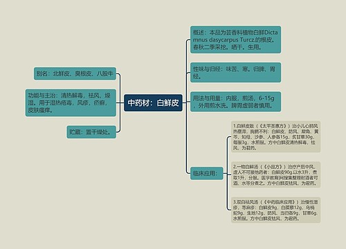 中药材：白鲜皮思维导图