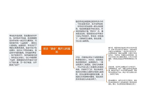 拒诊“误会”揭开儿科尴尬