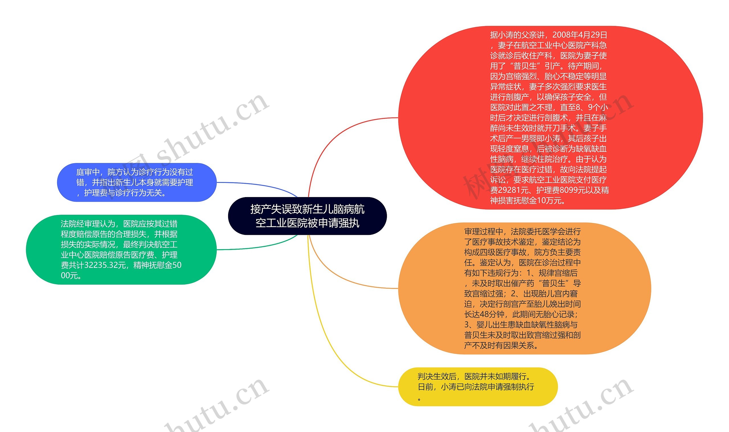 接产失误致新生儿脑病航空工业医院被申请强执思维导图