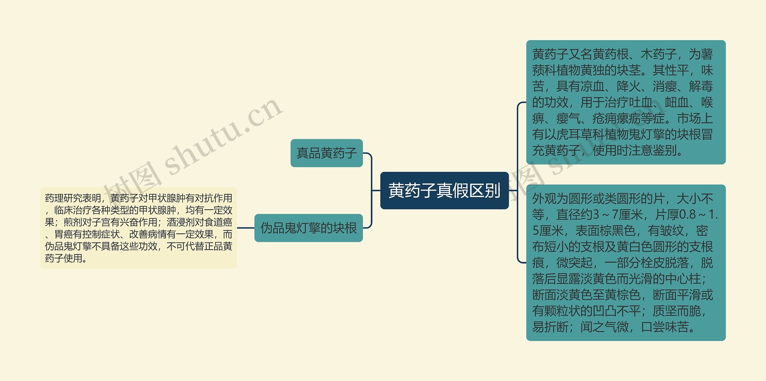 黄药子真假区别思维导图