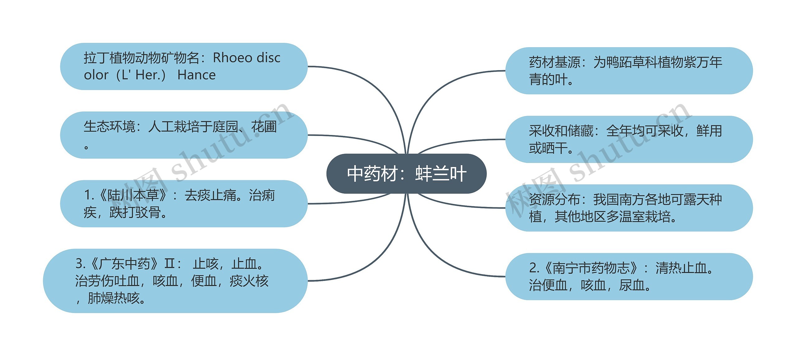 中药材：蚌兰叶思维导图