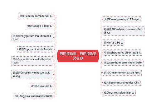 药用植物学：药用植物英文名称