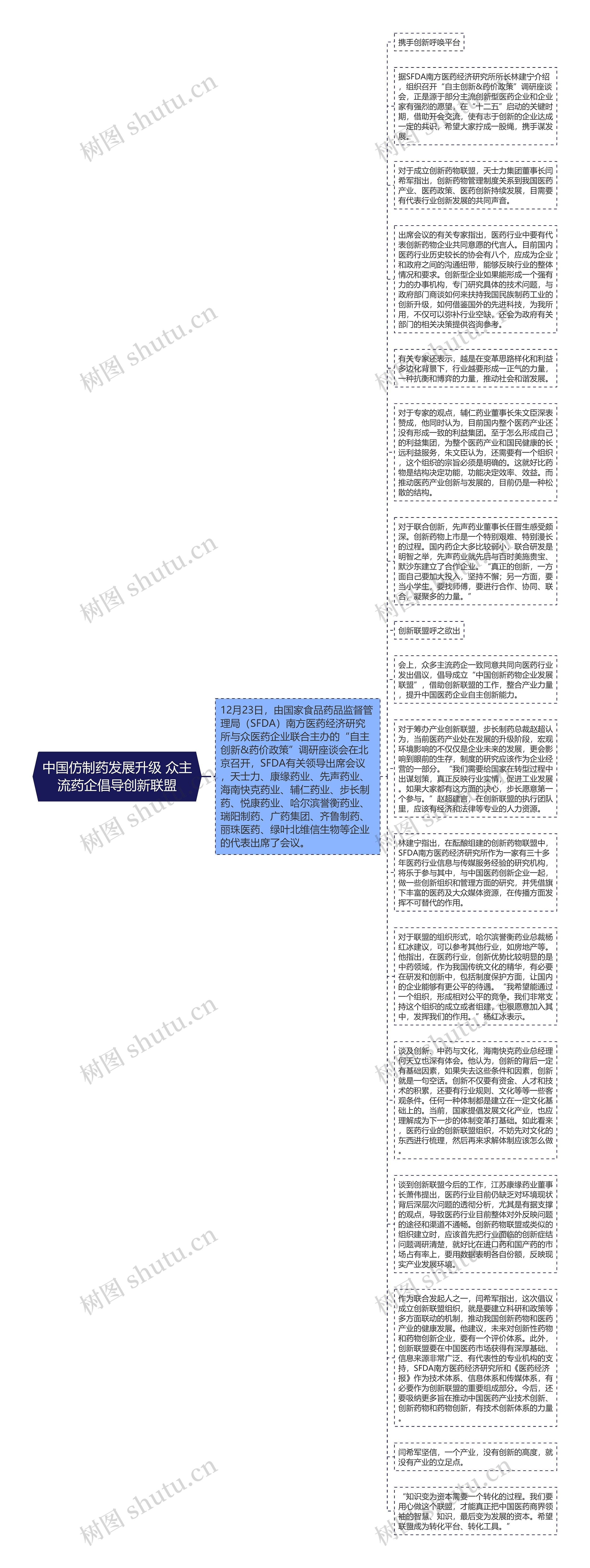 中国仿制药发展升级 众主流药企倡导创新联盟思维导图